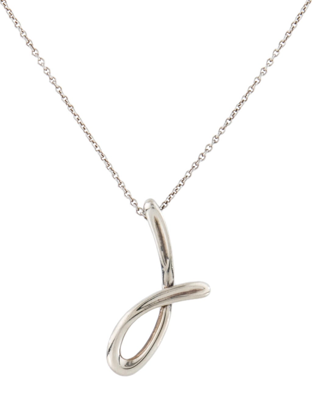 Tiffany & Co. Alphabet Letter 'J' Pendant Necklace Sterling Silver