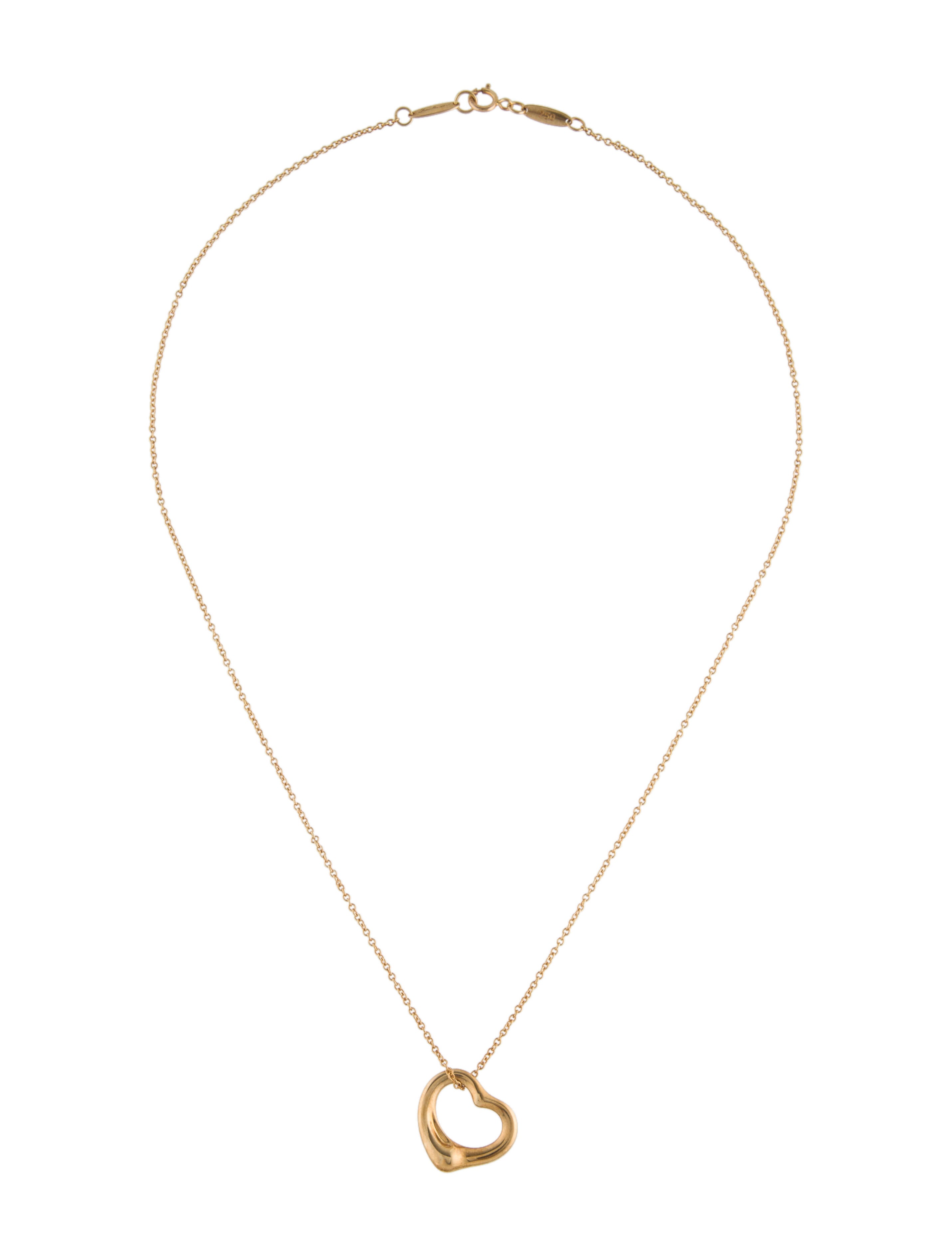Tiffany & Co. 18K Open Heart Pendant Necklace