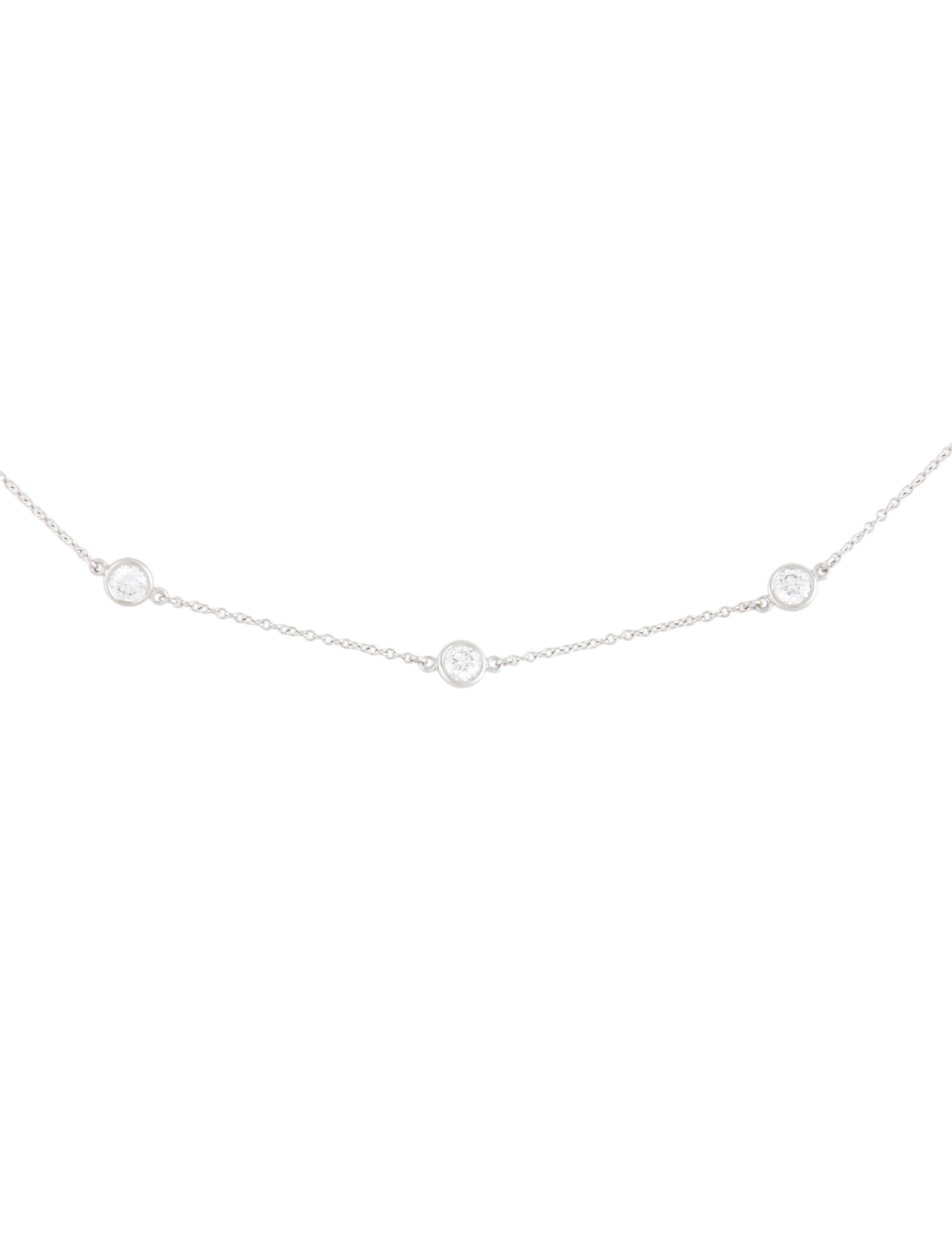 Tiffany & Co. Platinum 2.70ctw Diamonds by the Yard Necklace 950 Platinum Station, Necklaces