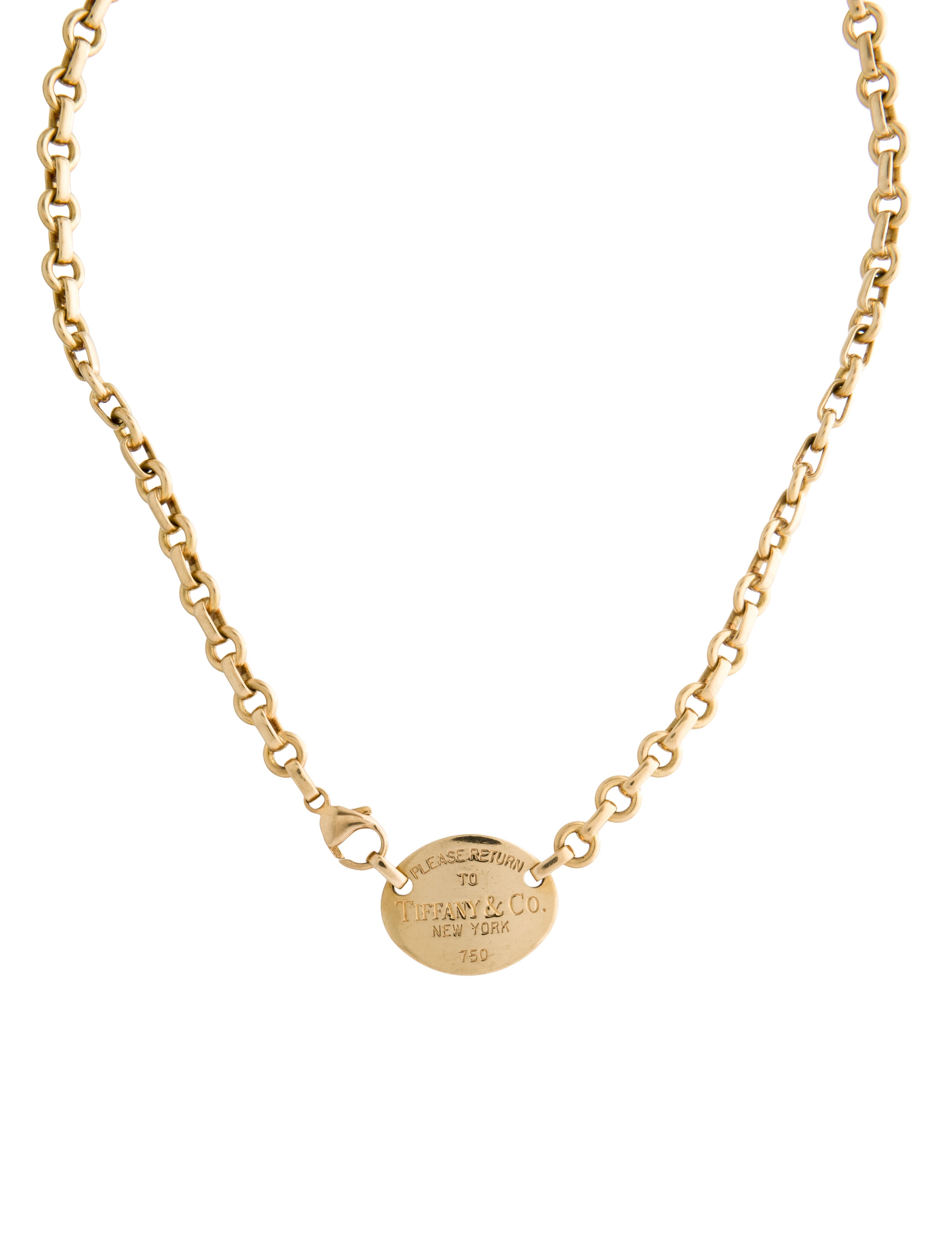 Tiffany & Co. 18K Return To Tiffany Oval Tag Necklace 18K Yellow Gold
