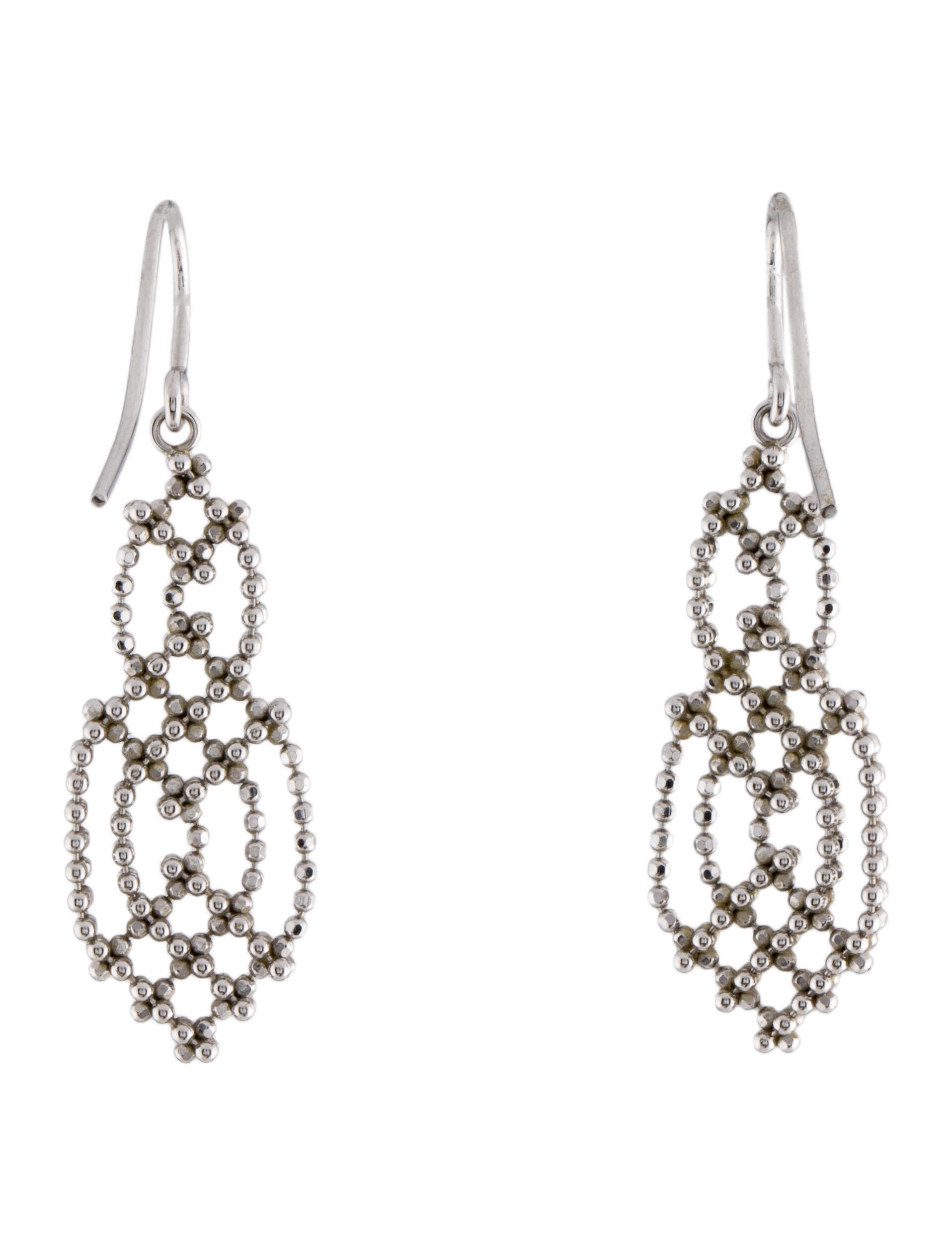 Tiffany & Co. 18K Beaded Chain Drop Earrings 18K White Gold Drop