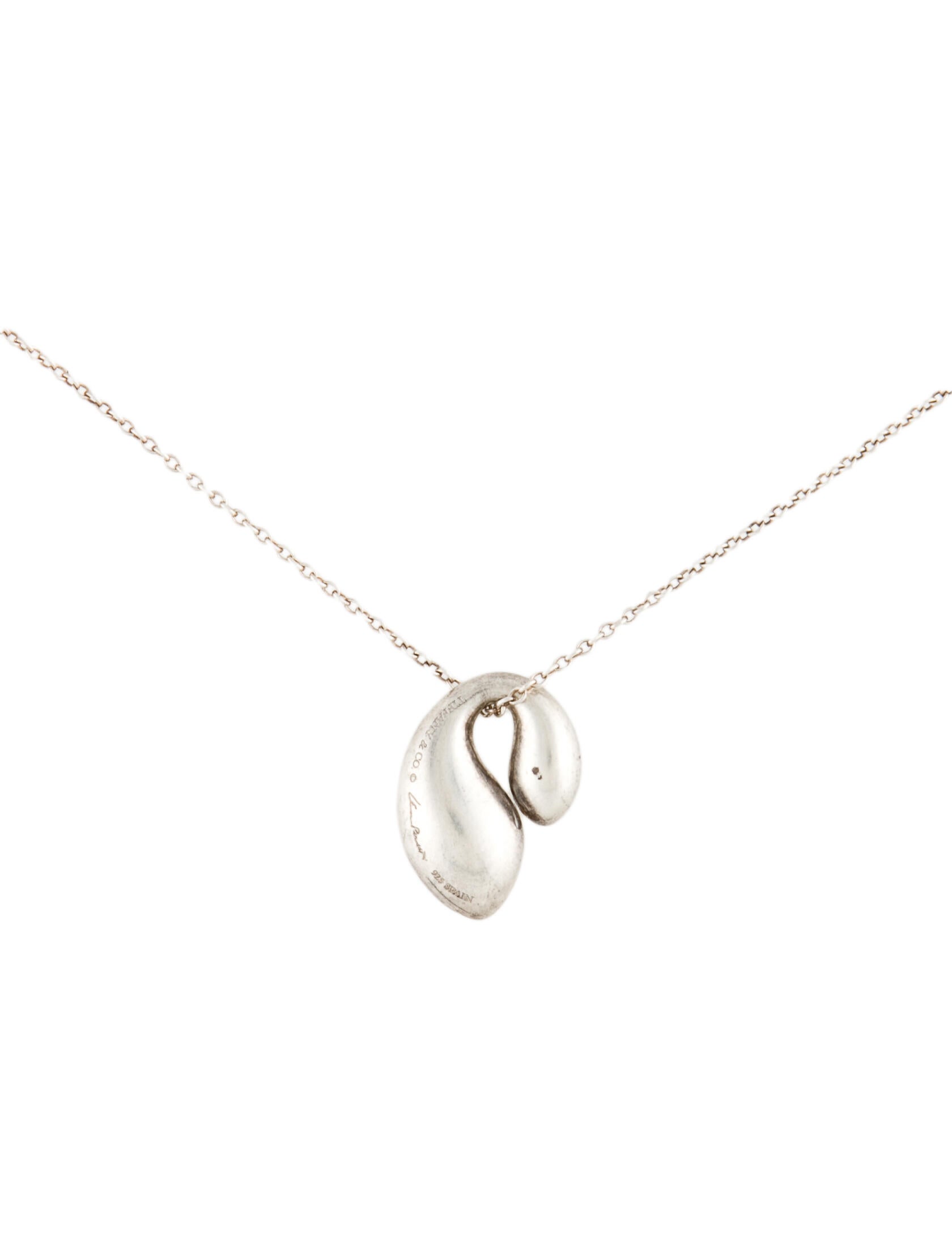 Tiffany & Co. Double Teardrop Pendant Necklace Sterling Silver