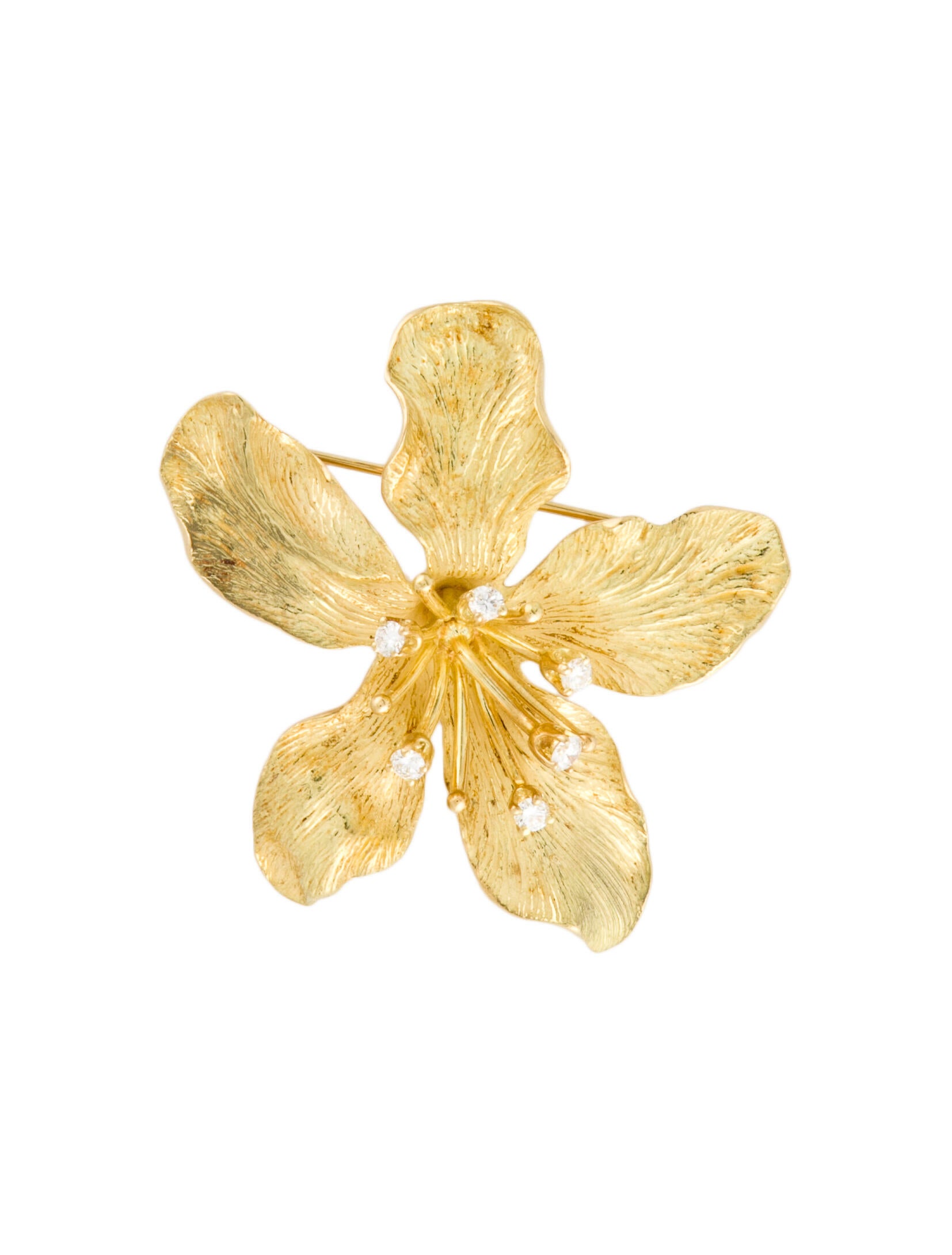 Tiffany & Co. Vintage 18K Azalea Diamond Flower Brooch