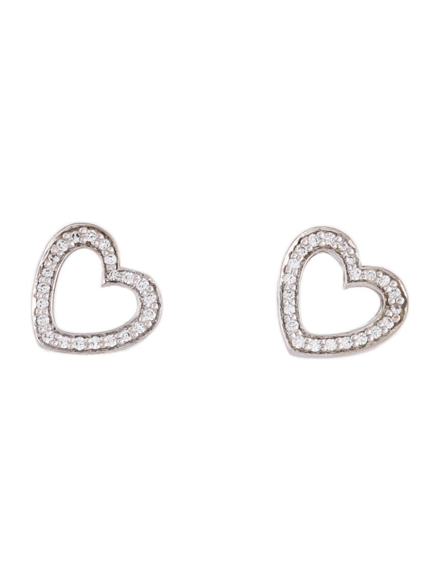 Tiffany & Co. 18K Diamond Heart Earrings RhodiumPlated 18K White
