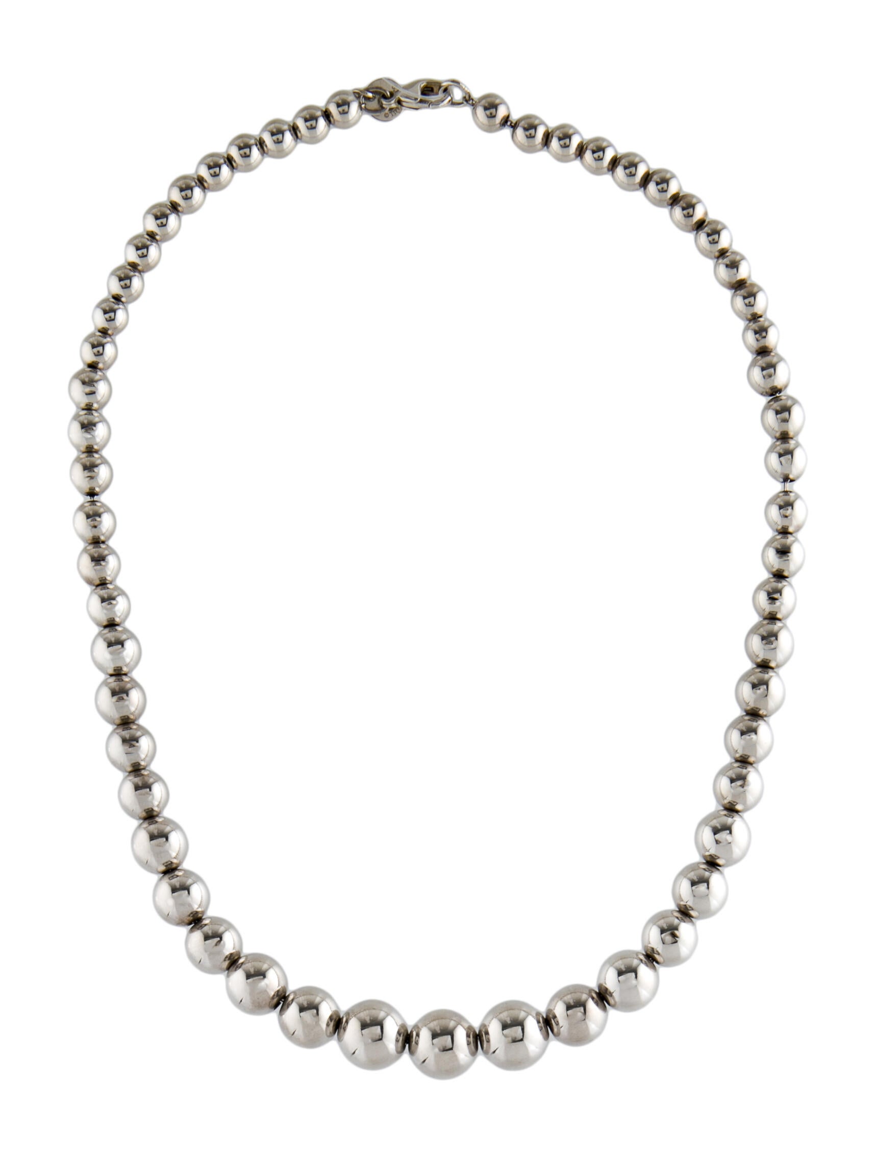Tiffany & Co. Graduated Ball Necklace Sterling Silver Bead Strand