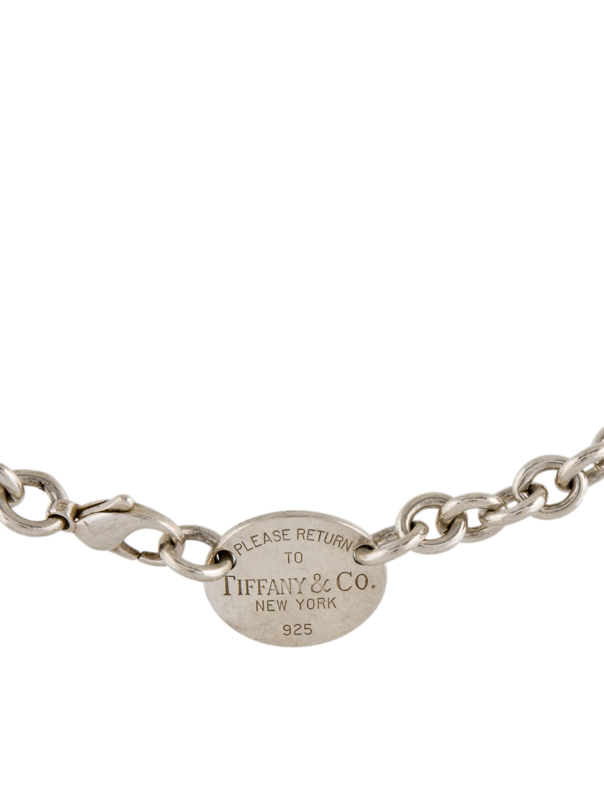 Tiffany & Co. Oval Tag Pendant Necklace Sterling Silver Pendant