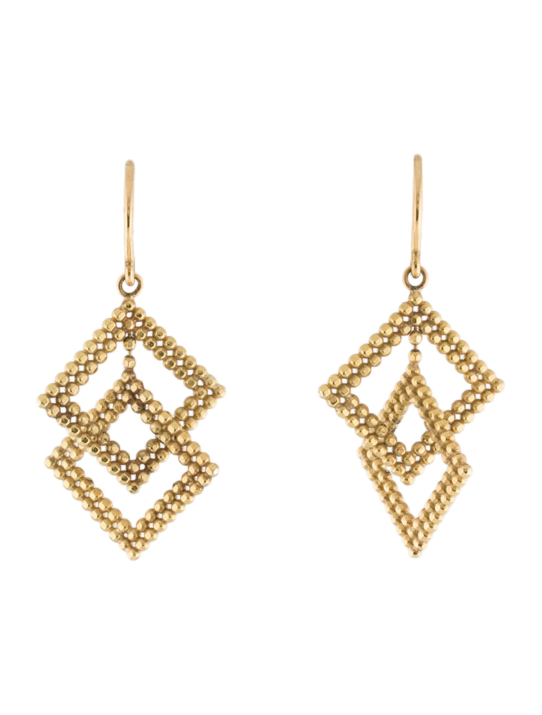 Tiffany & Co. 18K Square Drop Earrings 18K Yellow Gold Drop, Earrings