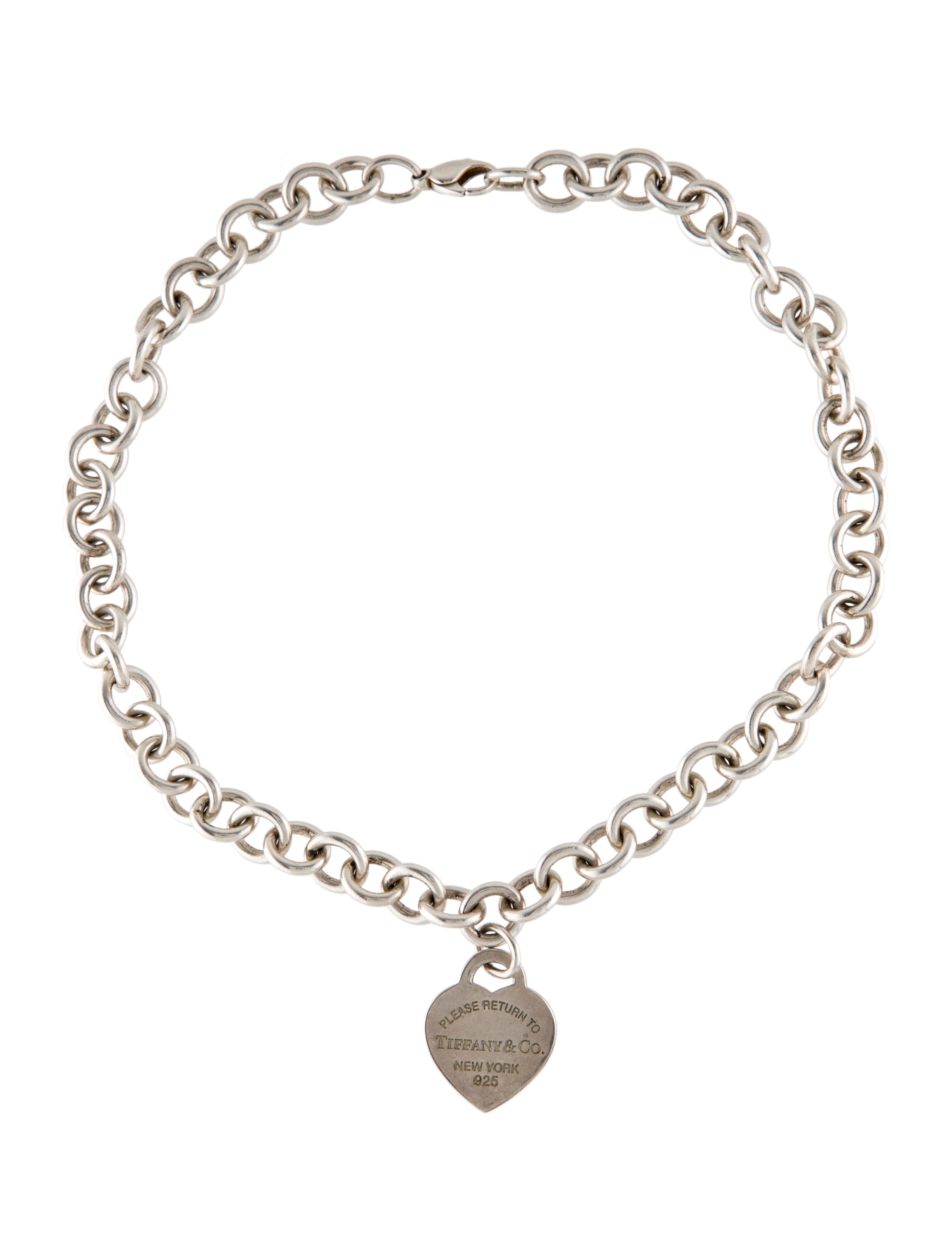Tiffany & Co. Heart Tag Chain Link Necklace Sterling Silver Station