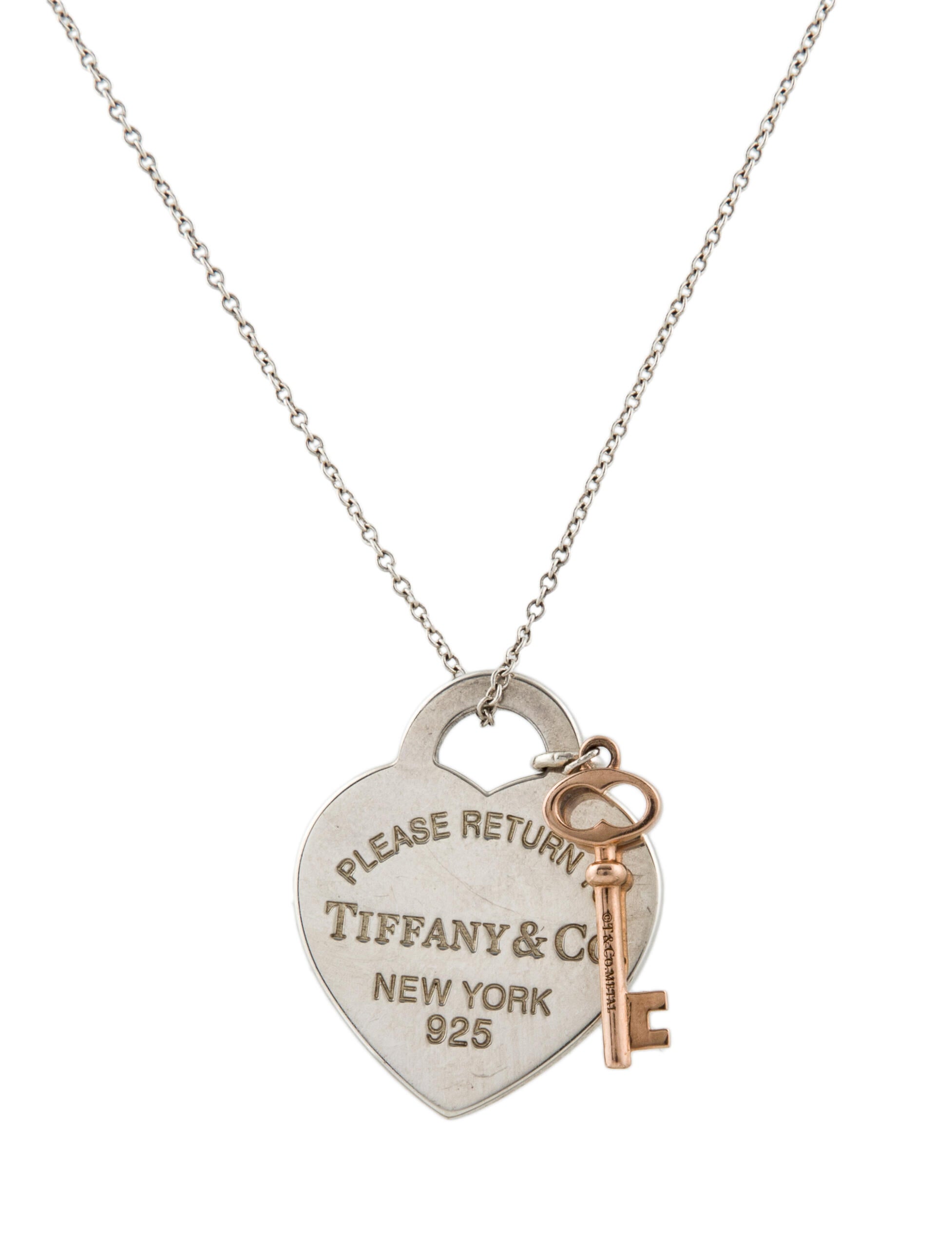 Tiffany & Co. Heart Tag & Key Pendant Necklace Sterling Silver