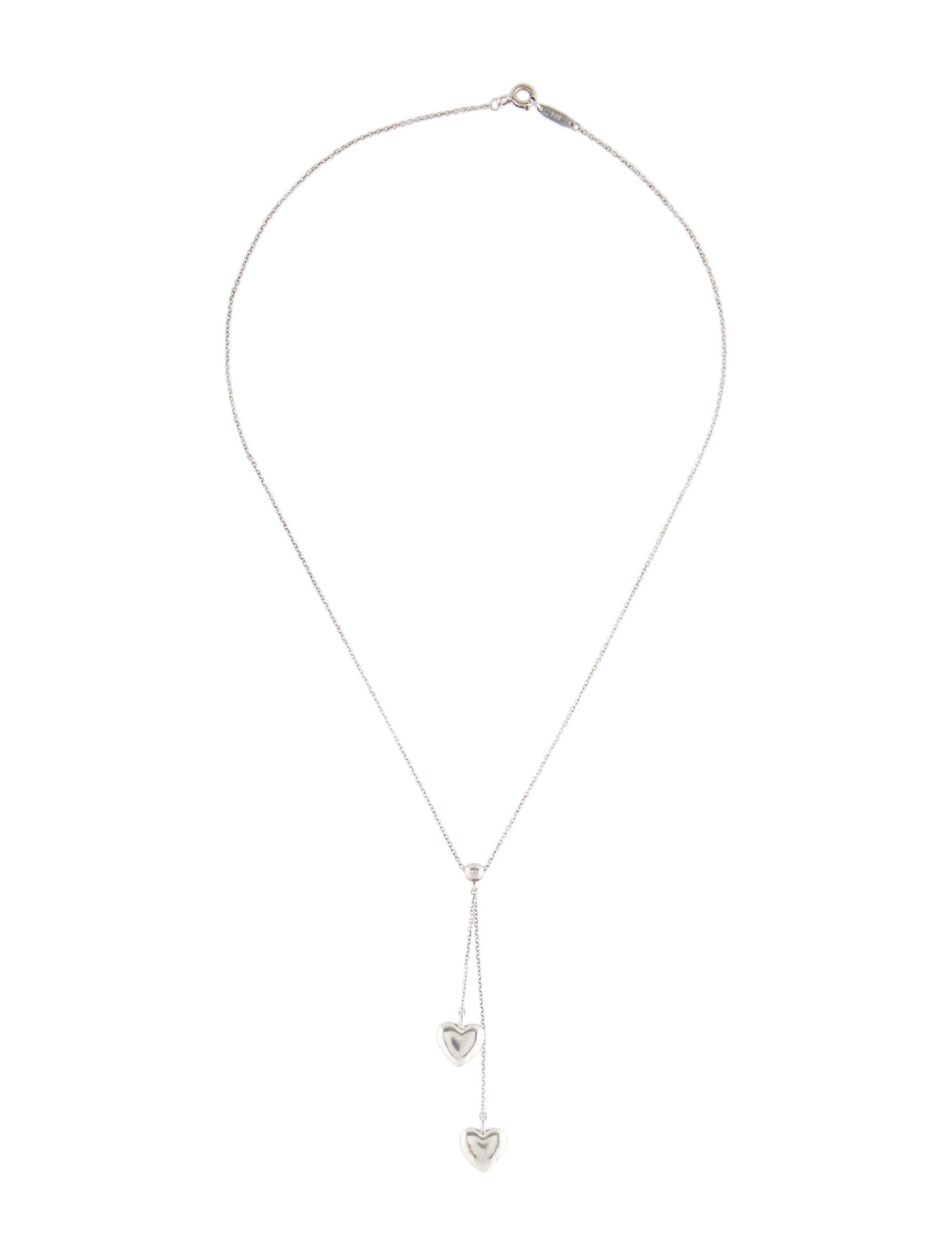 Tiffany & Co. Double Heart Lariat Necklace Sterling Silver Lariat