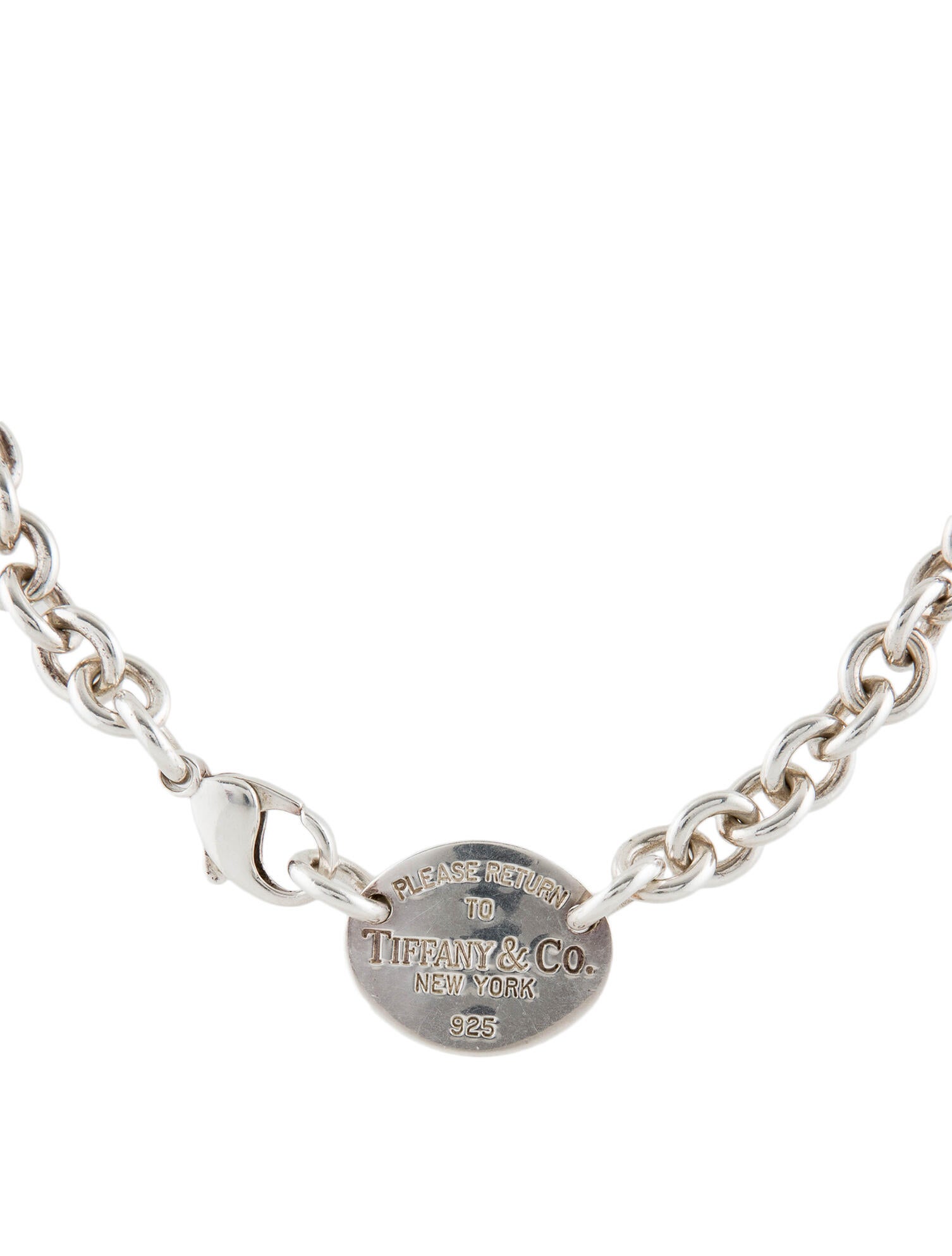 Tiffany & Co. Oval Tag Necklace Sterling Silver Chain, Necklaces