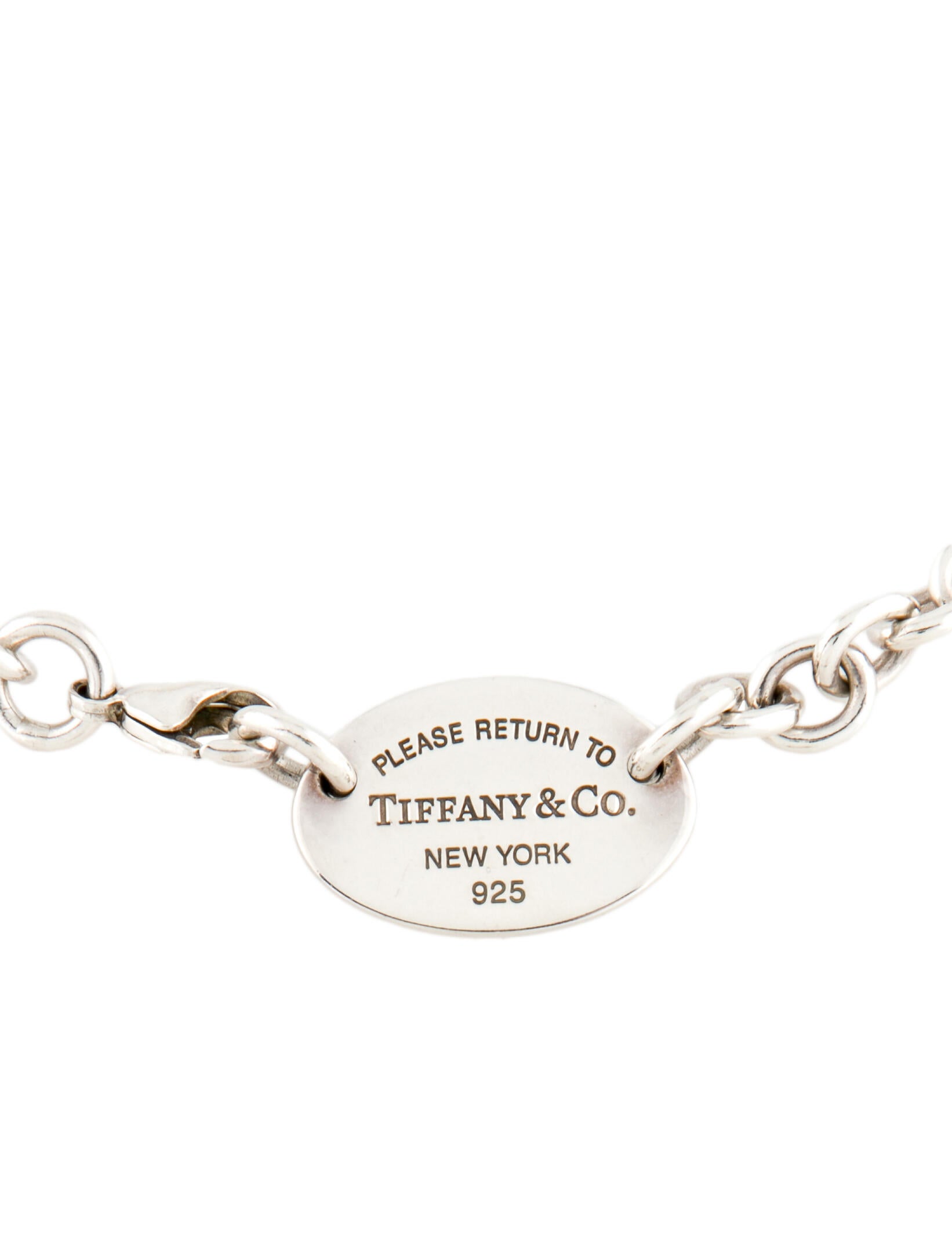 Tiffany & Co. Oval Tag Collar Necklace Sterling Silver Choker
