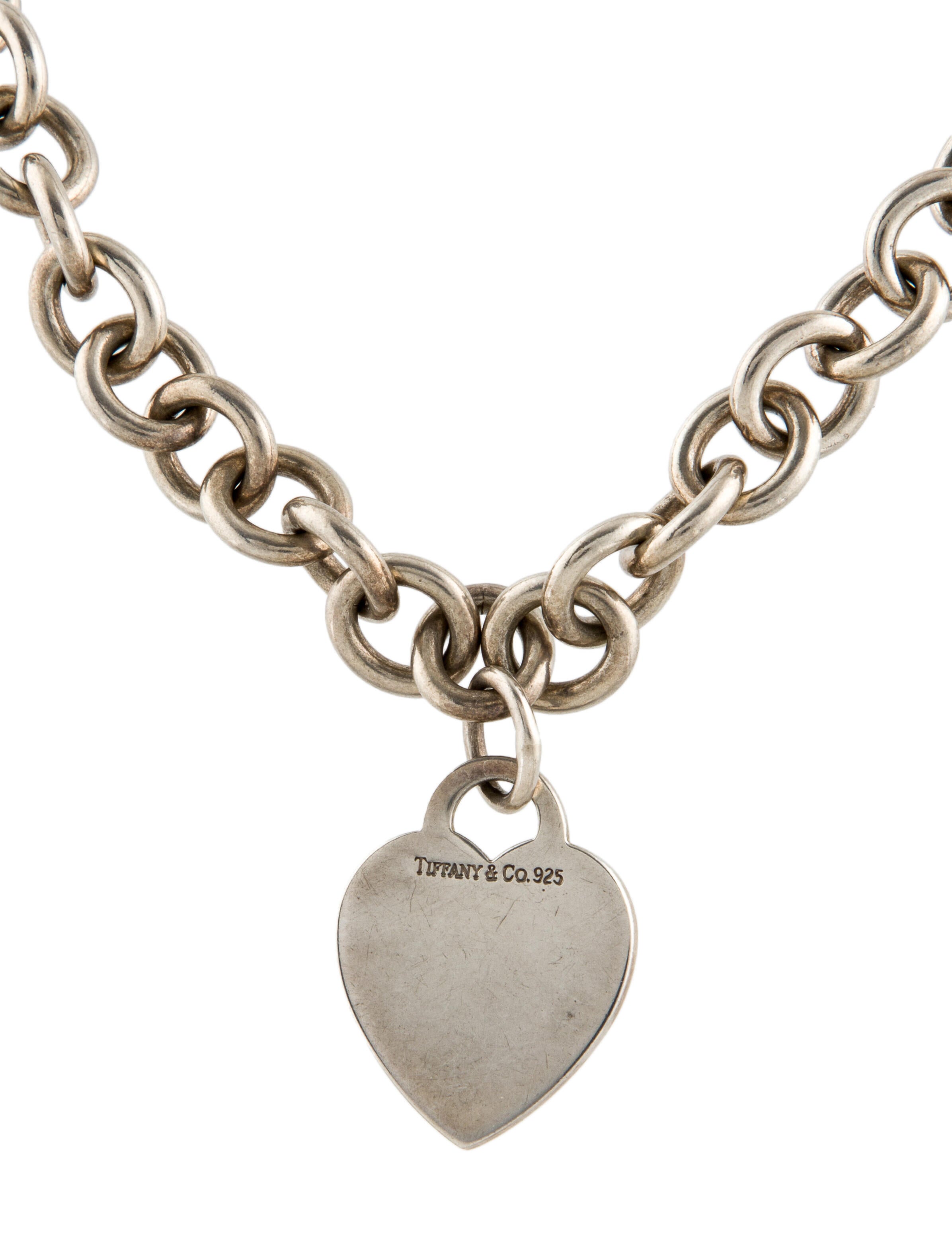 Tiffany & Co. Heart Tag Chain Link Necklace Sterling Silver Pendant