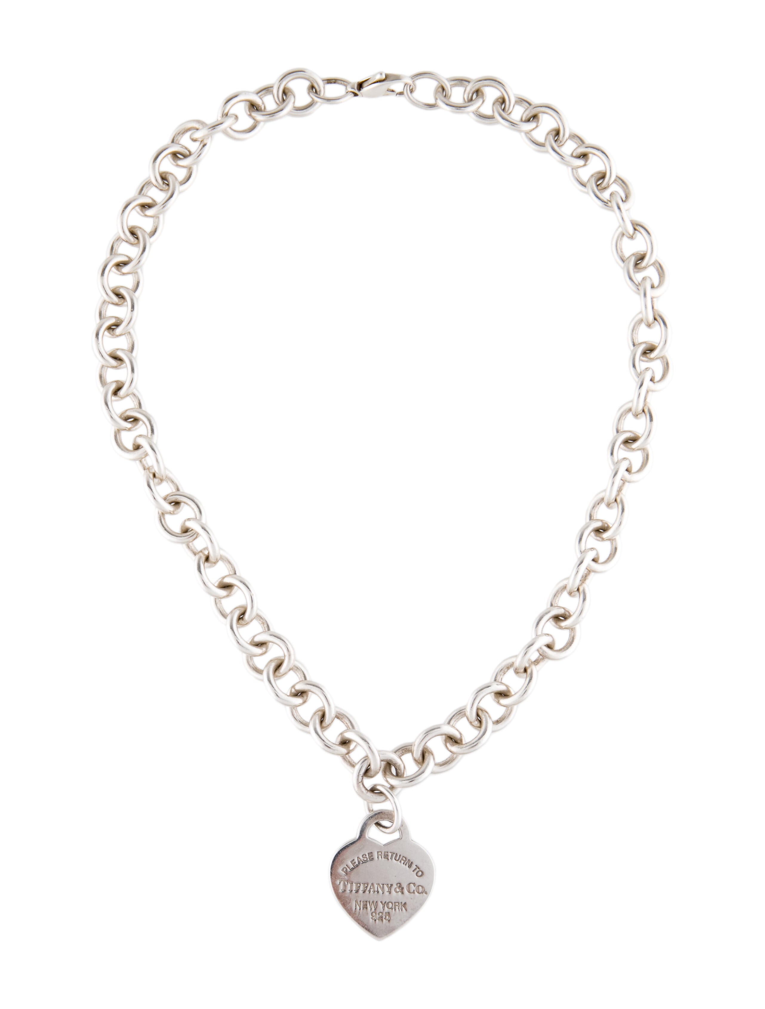 Tiffany & Co. Heart Tag Chain Link Necklace Sterling Silver Pendant