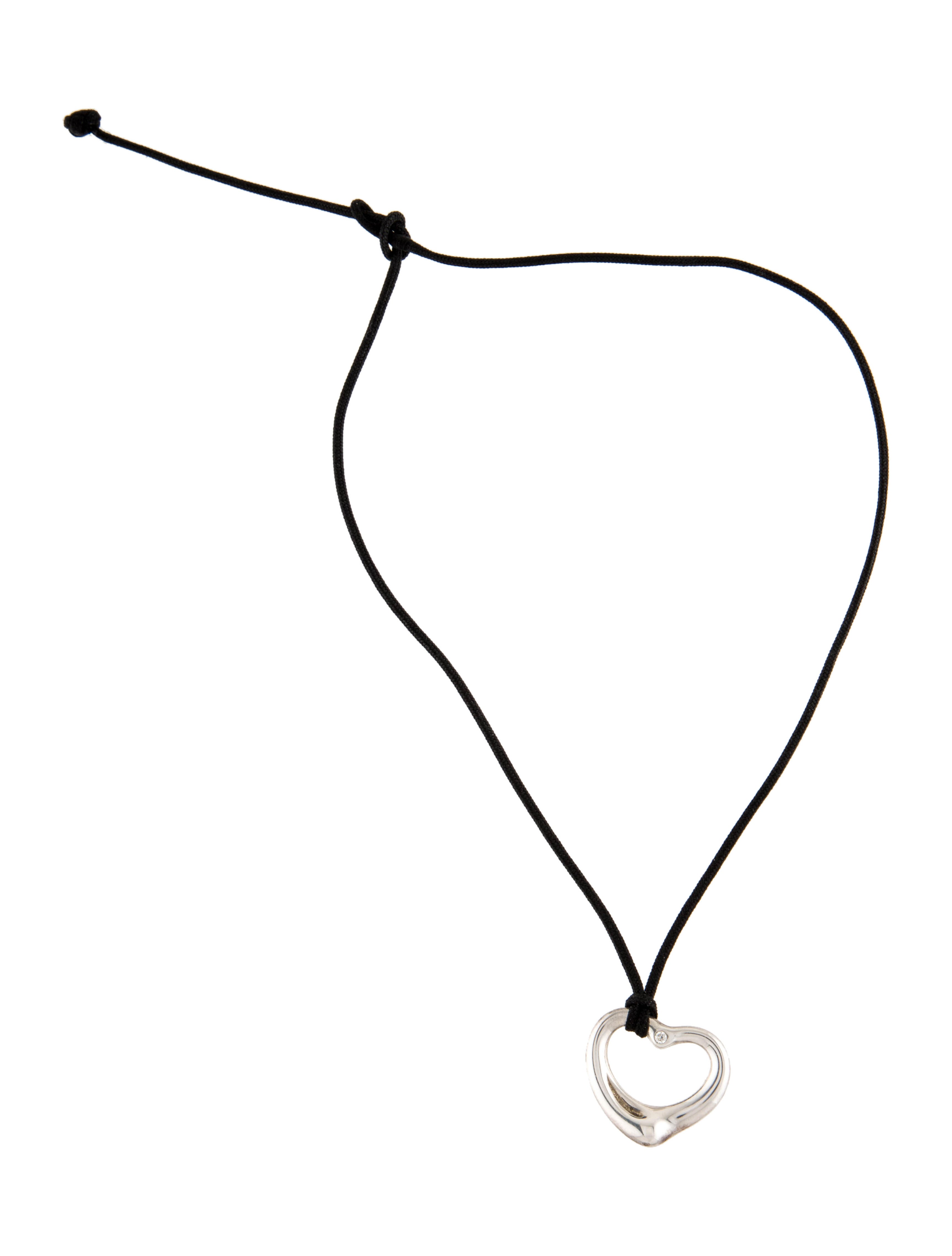 Tiffany & Co. Diamond Open Heart Pendant Necklace Sterling Silver