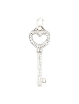 Tiffany & Co. Platinum Diamon Tiffany Keys Mini Heart Key Charm