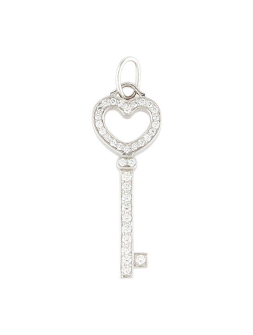 Tiffany & Co. Platinum Diamon Tiffany Keys Mini Heart Key Charm