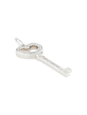 Tiffany & Co. Platinum Diamon Tiffany Keys Mini Heart Key Charm