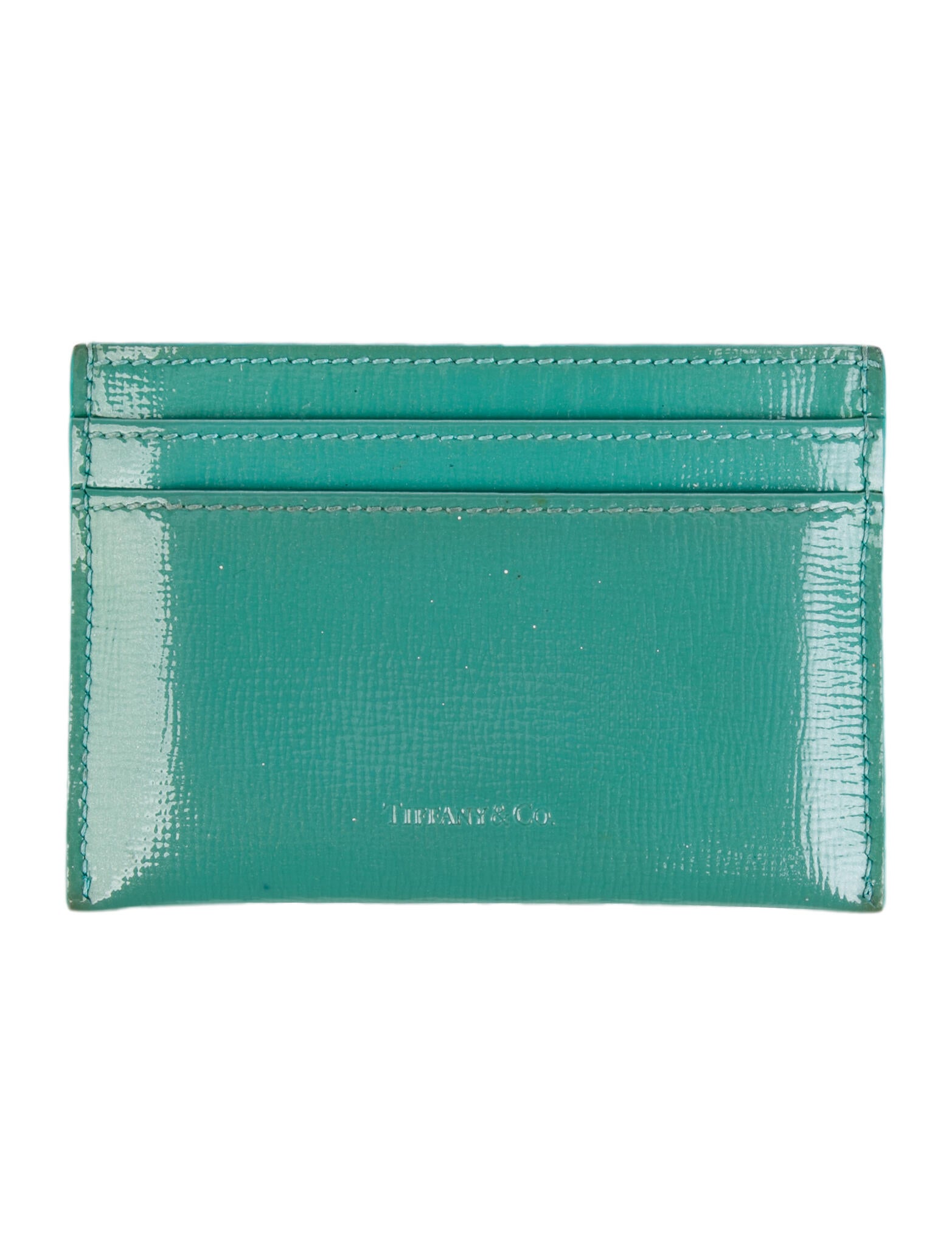 Tiffany & Co. Patent Leather Printed Card Holder - Blue
