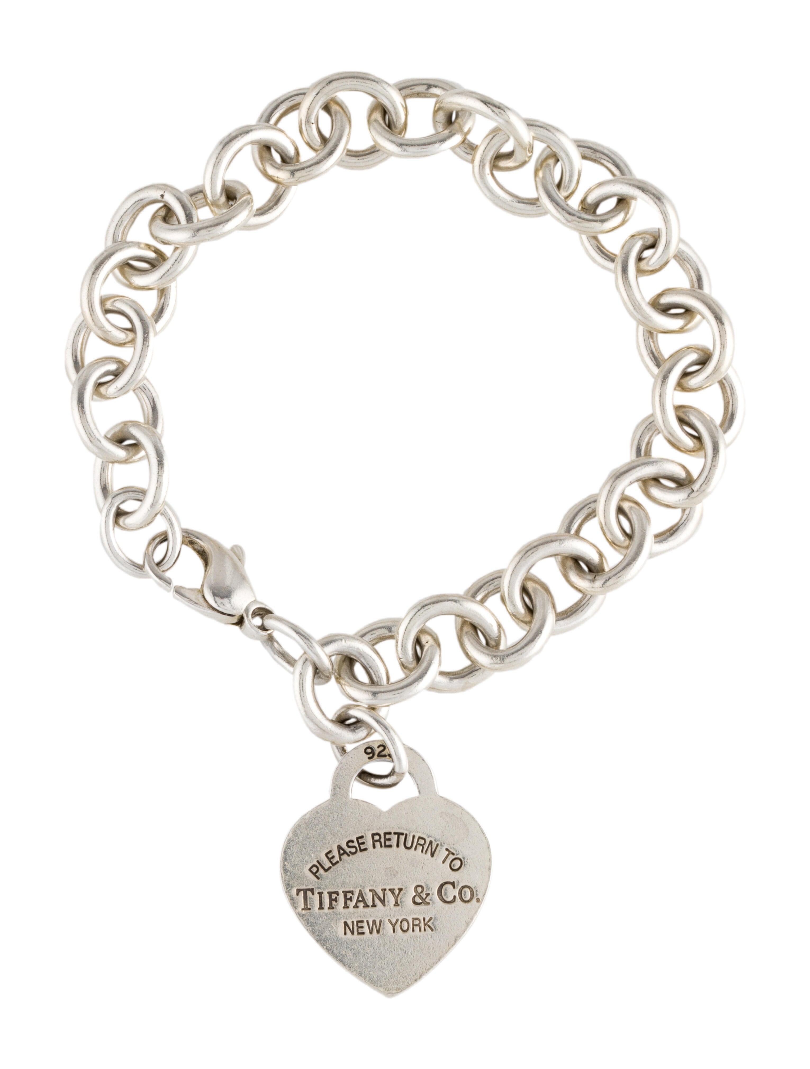 Tiffany & Co. Double Chain Heart Tag Bracelet Sterling Silver Charm