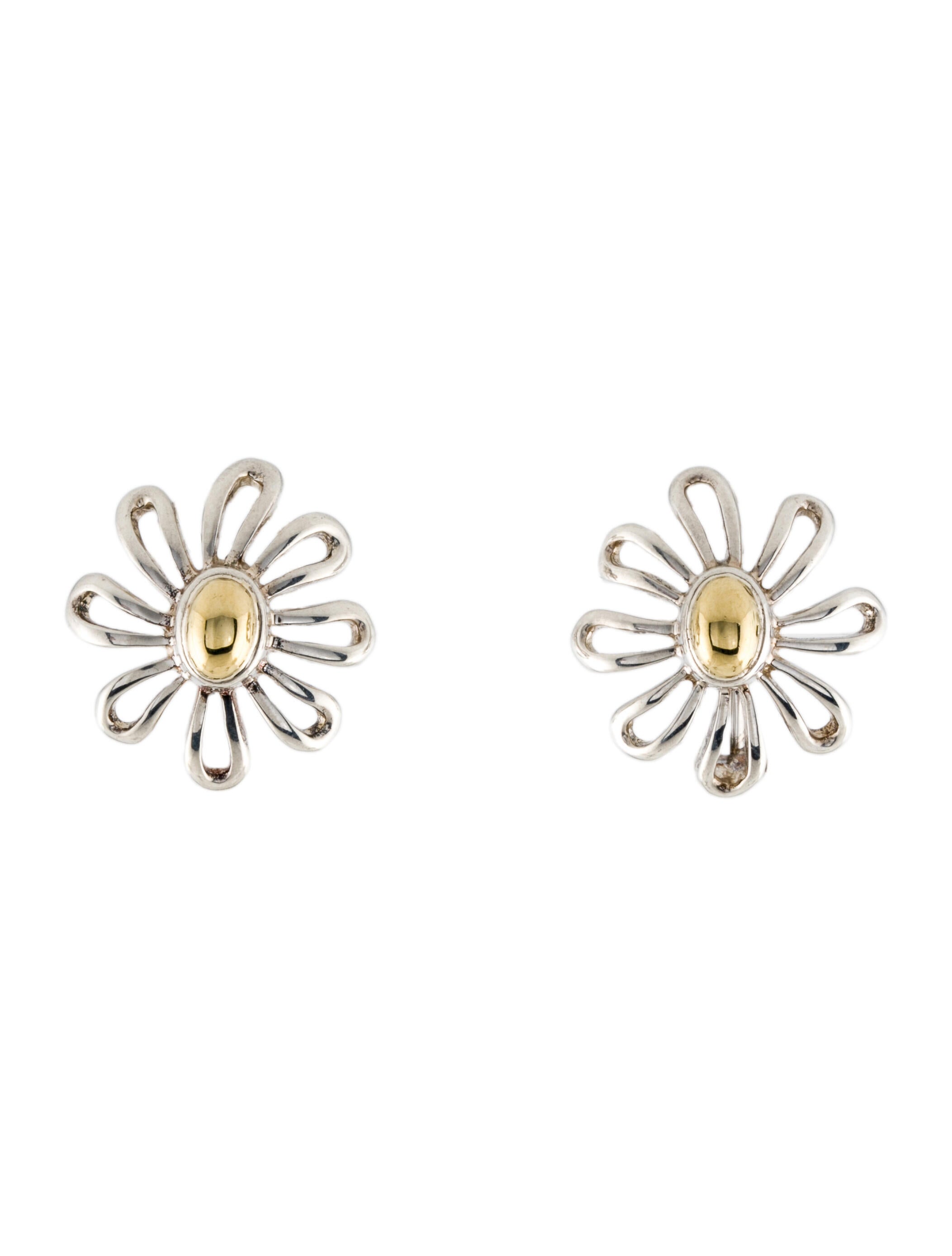 Tiffany & Co. TwoTone Daisy Flower Earrings 18K Yellow Gold Earclip