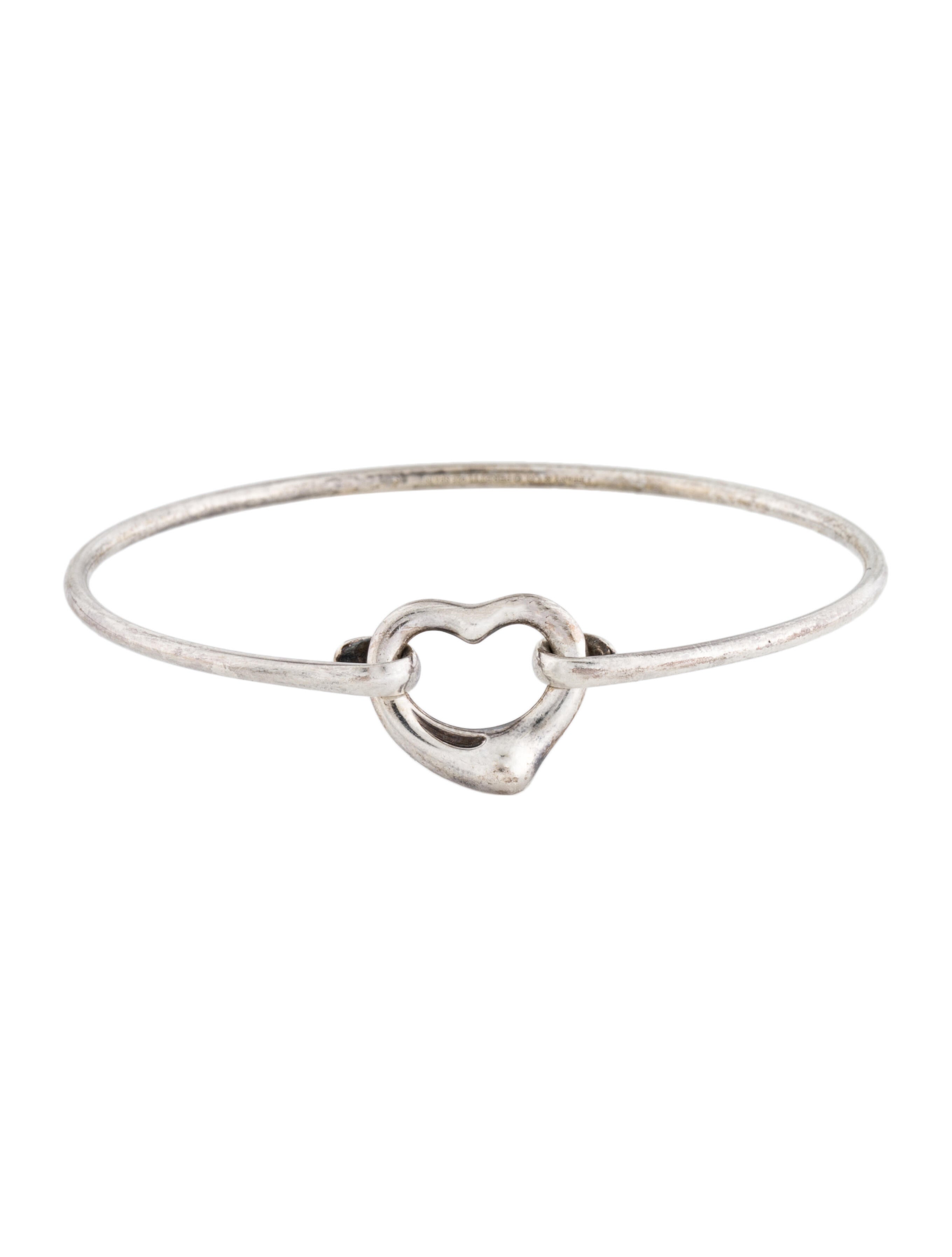 Tiffany & Co. Open Heart Bangle Bracelet Sterling Silver Bangle