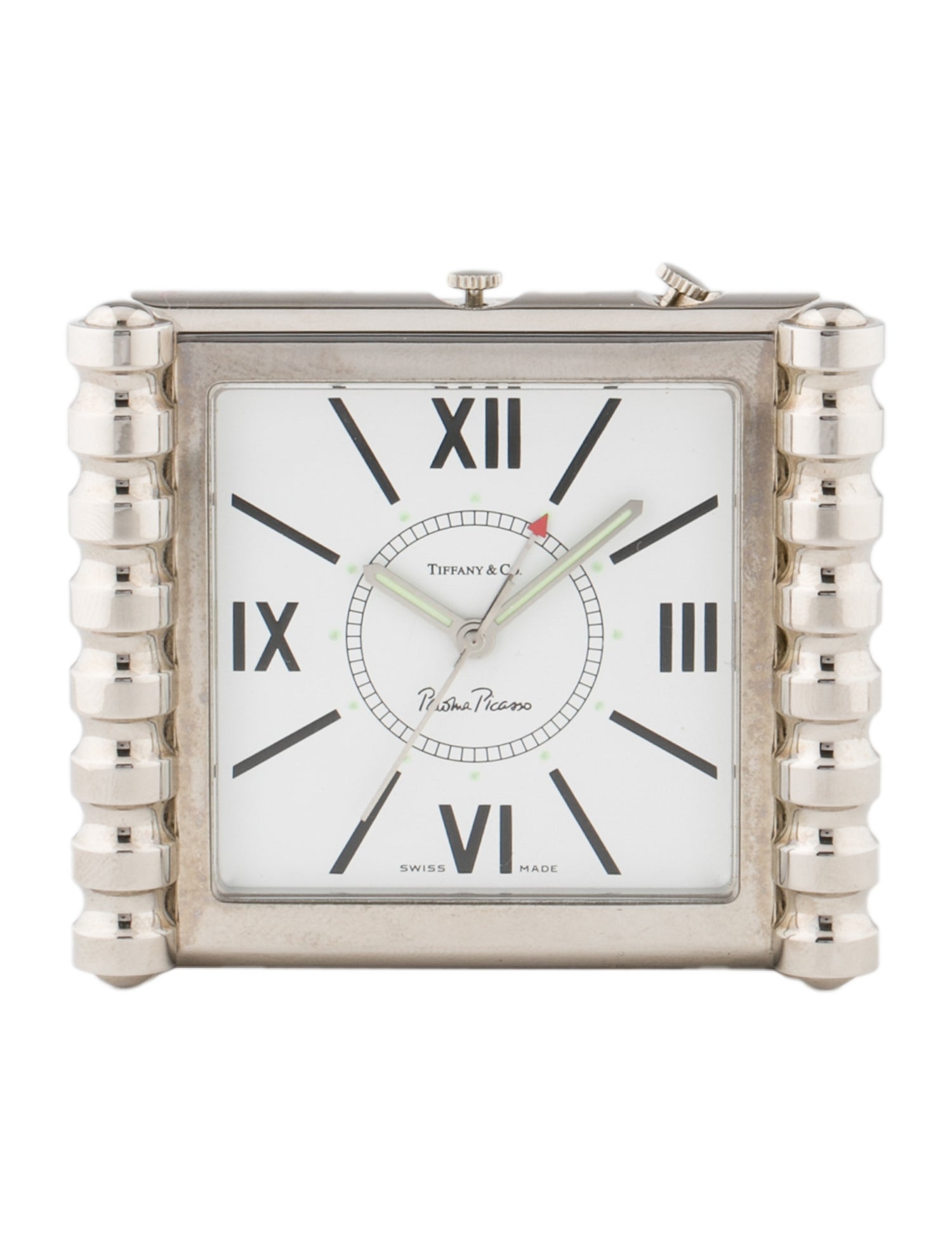 Tiffany & Co. Paloma Picasso Groove Alarm Travel Clock Silver