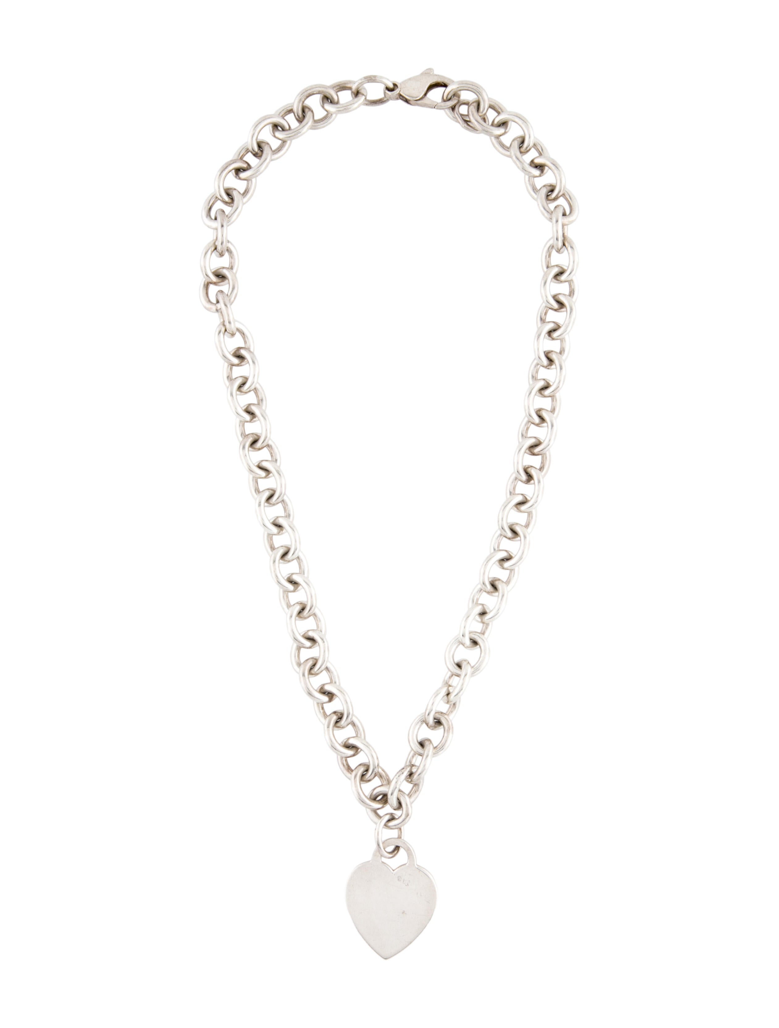 Tiffany & Co. Heart Tag Chain Link Necklace Sterling Silver Pendant