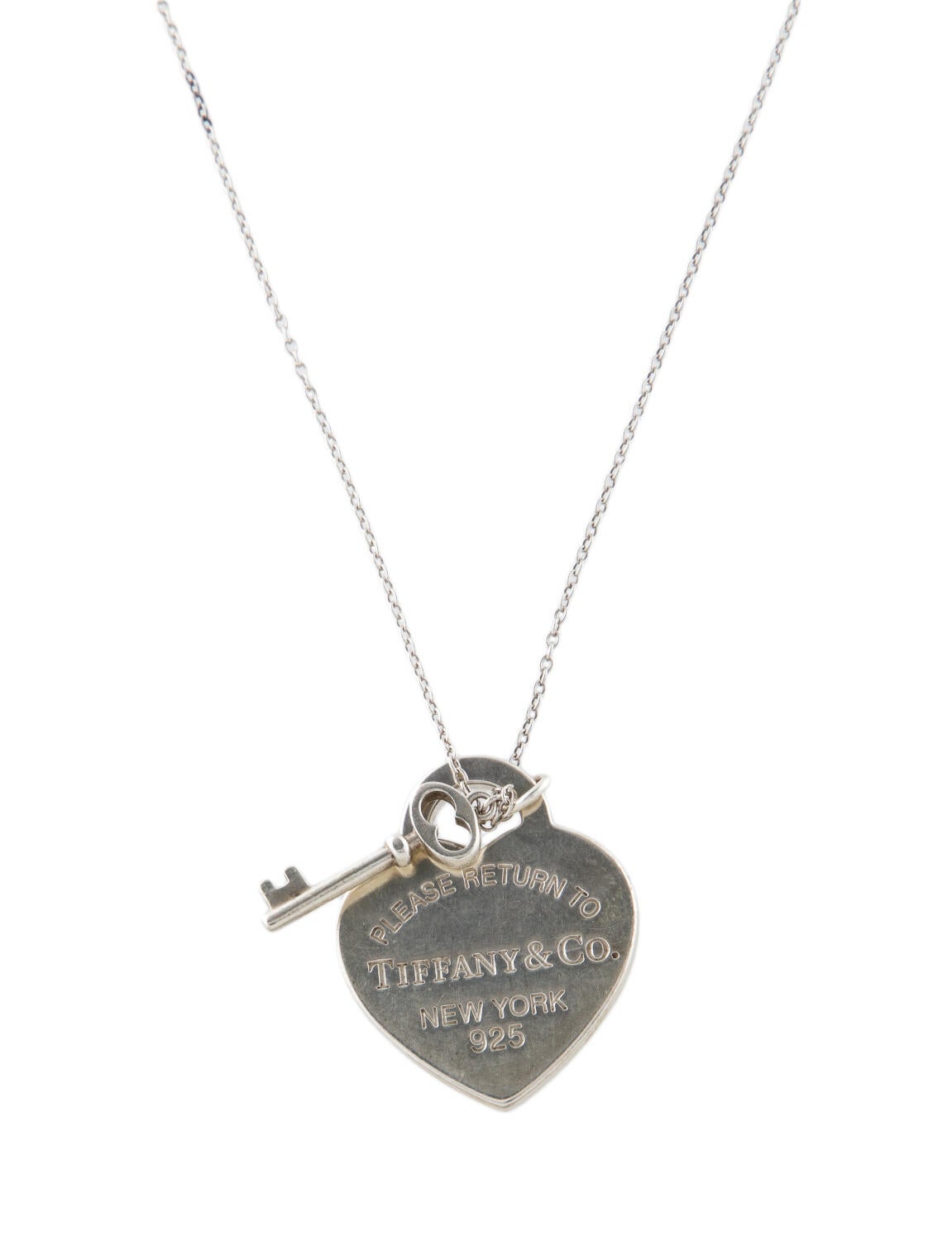 Tiffany & Co. Heart Tag Key Pendant Necklace Sterling Silver Pendant