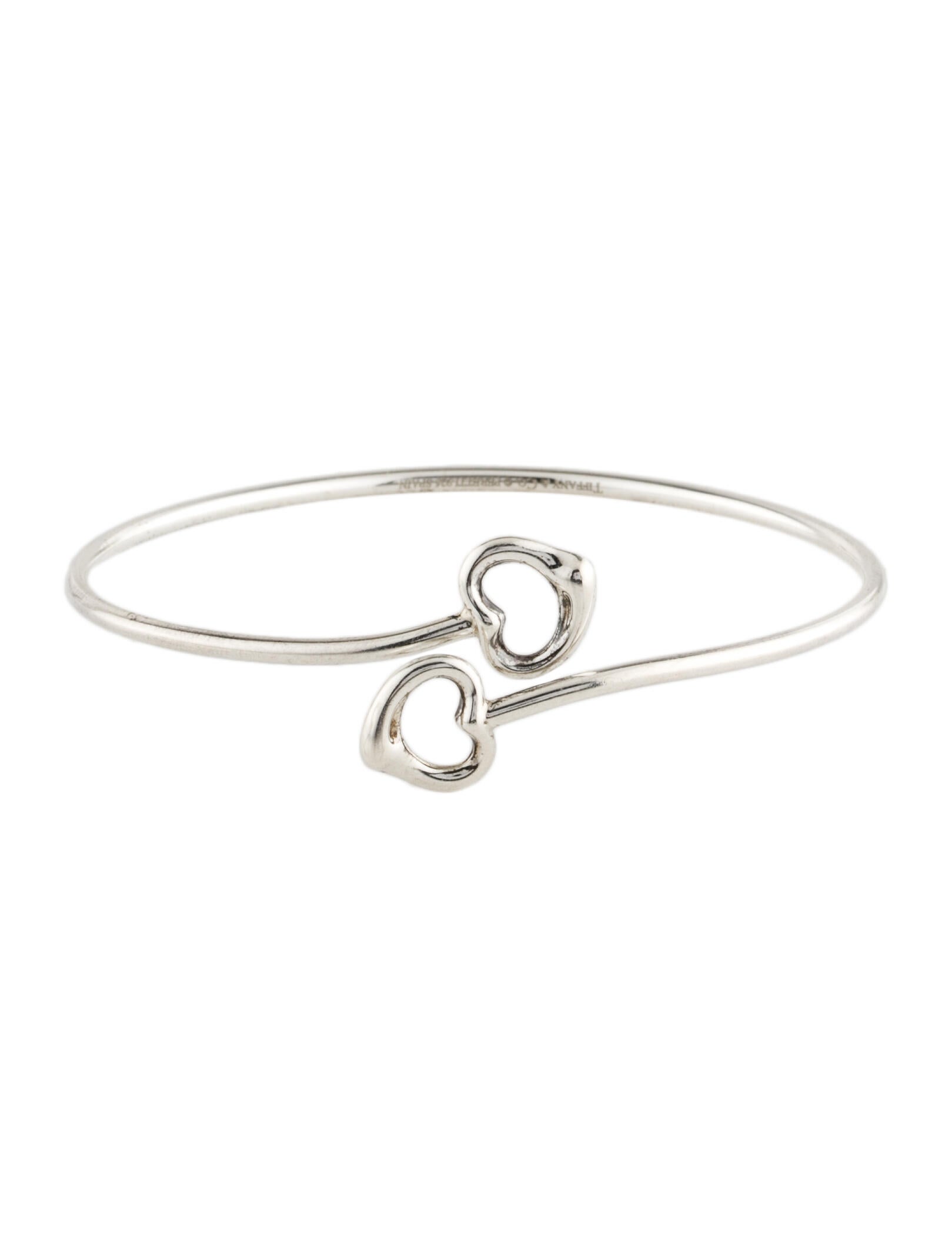 Tiffany & Co. Double Open Heart Cuff Bracelet Sterling Silver Cuff