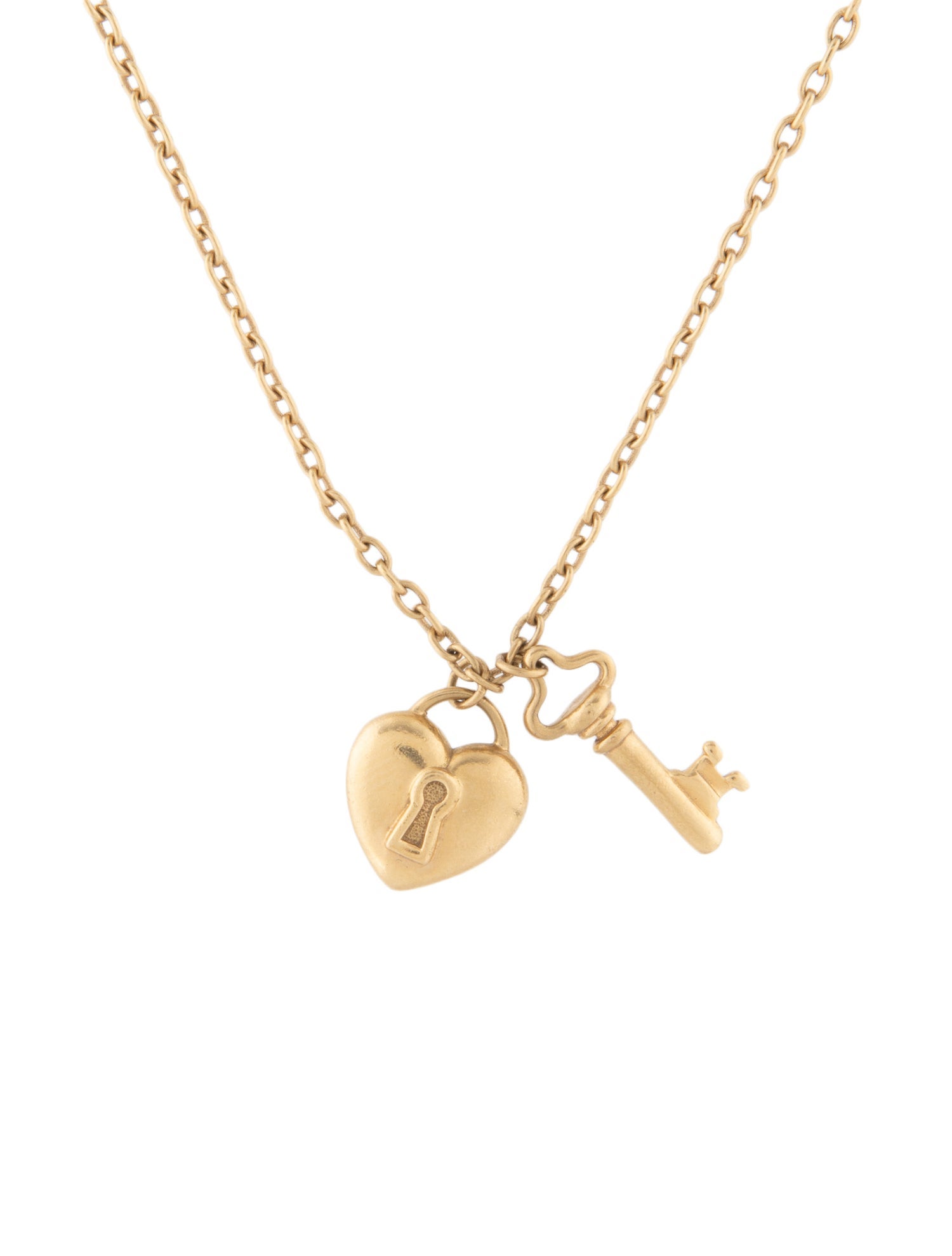 Tiffany & Co. 18K Heart Lock & Key Pendant Necklace - Pendant