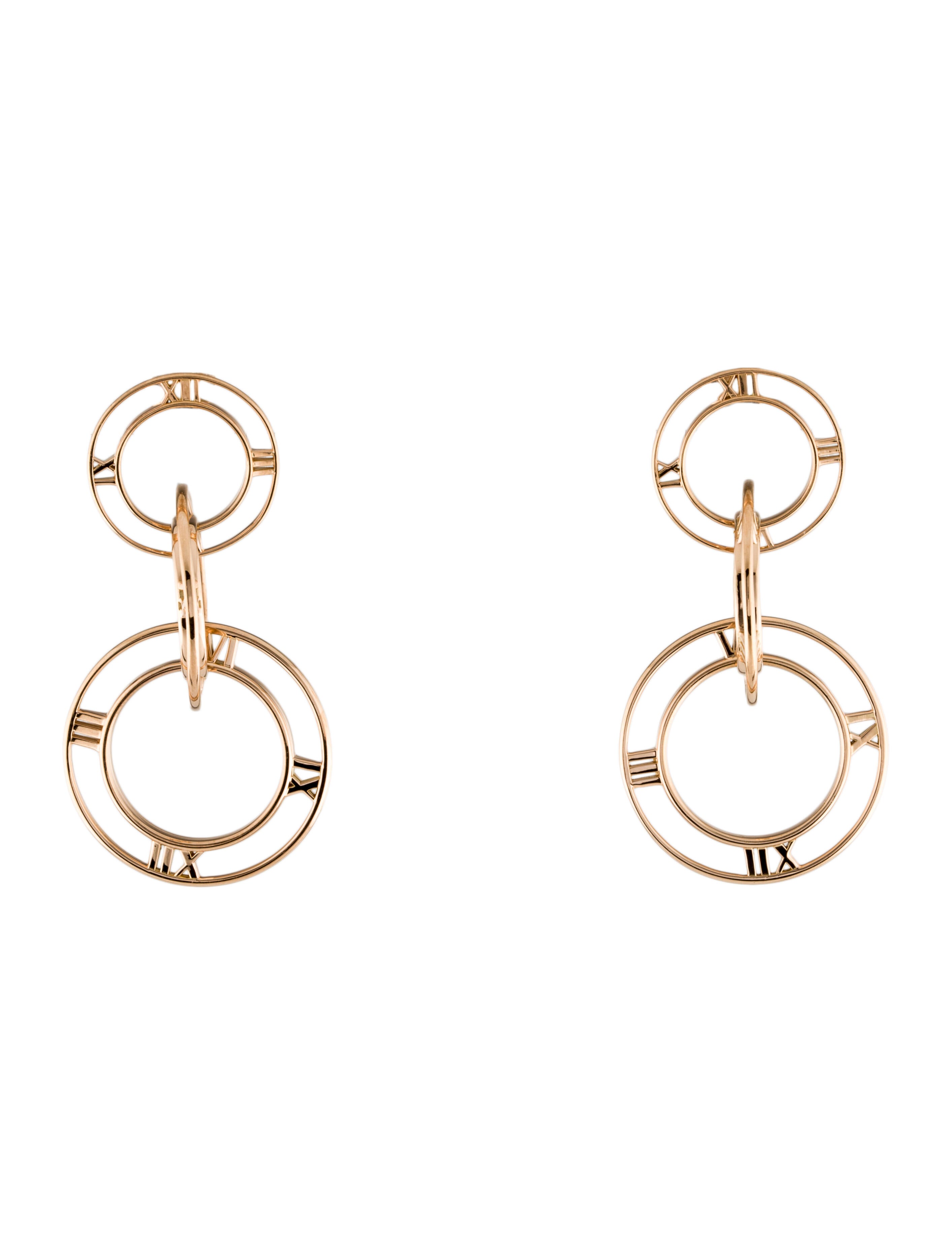 Tiffany & Co. 18K Atlas Interlocking Drop Earrings 18K Rose Gold Drop