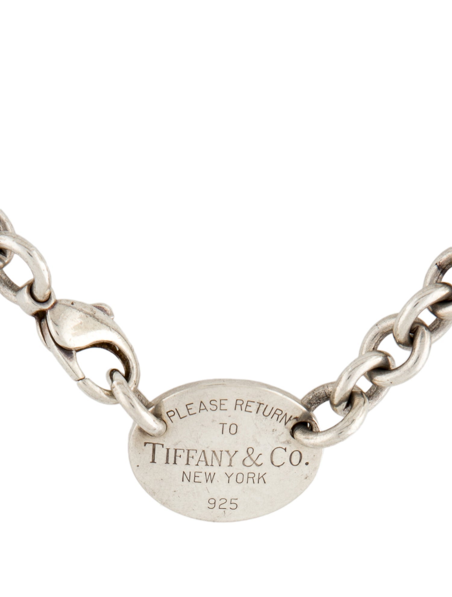 Tiffany & Co. Oval Tag Necklace Sterling Silver Collar, Necklaces