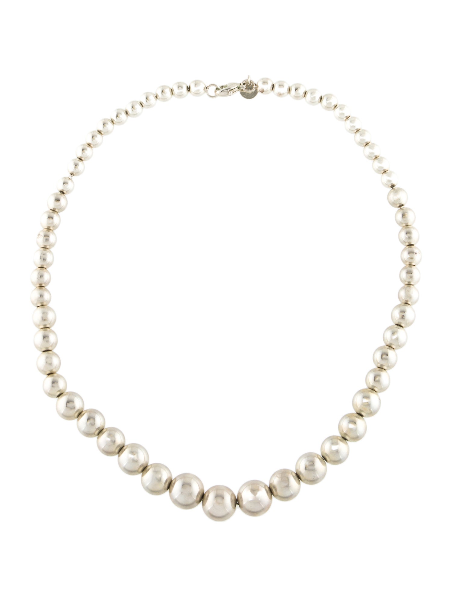 Tiffany & Co. Graduated Ball Necklace Sterling Silver Bead Strand