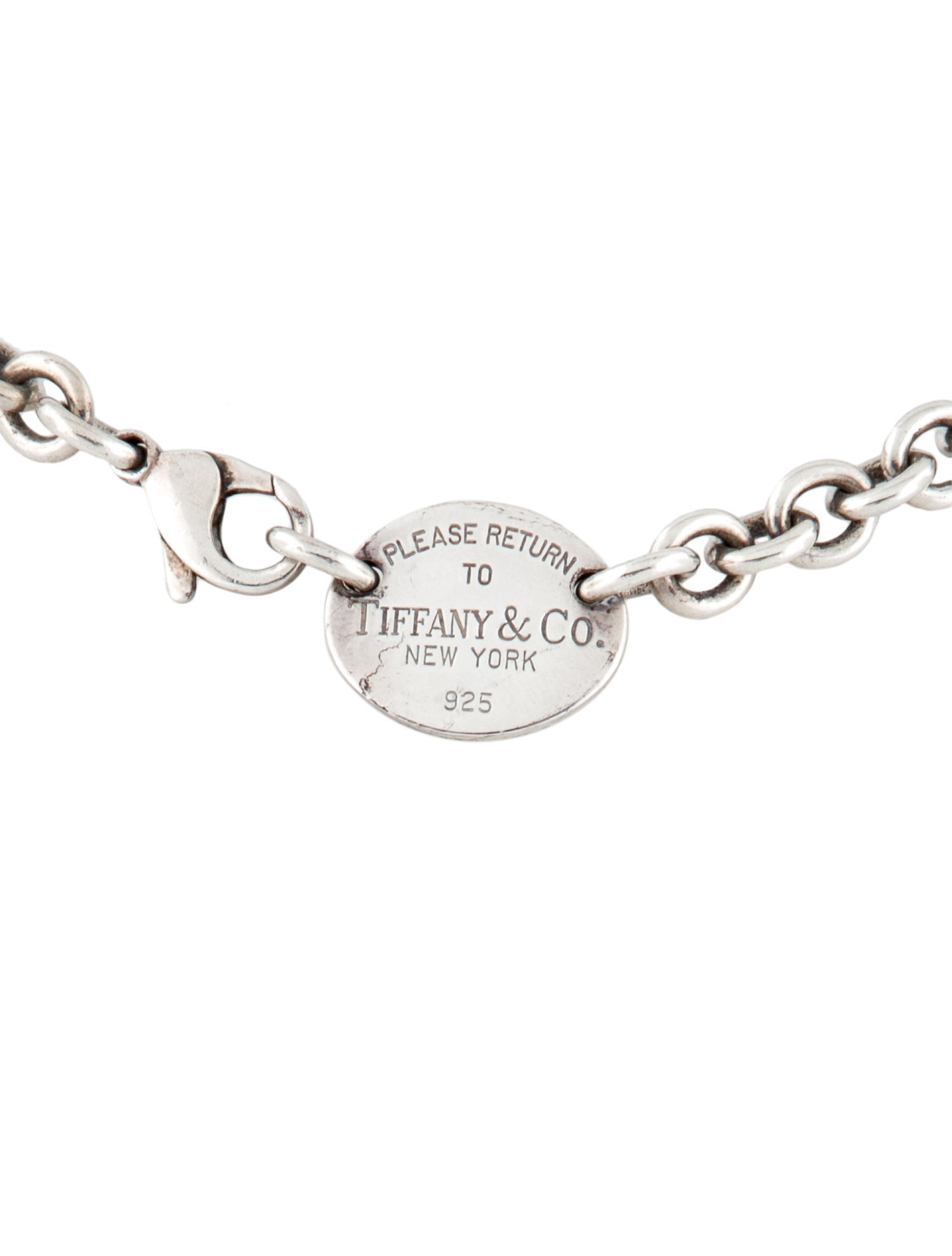Tiffany & Co. Oval Tag Necklace Sterling Silver Collar, Necklaces