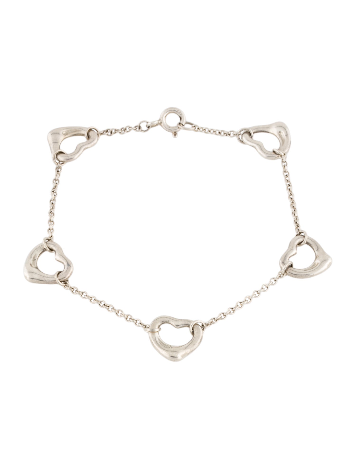 Tiffany & Co. Open Heart Station Bracelet Sterling Silver Station