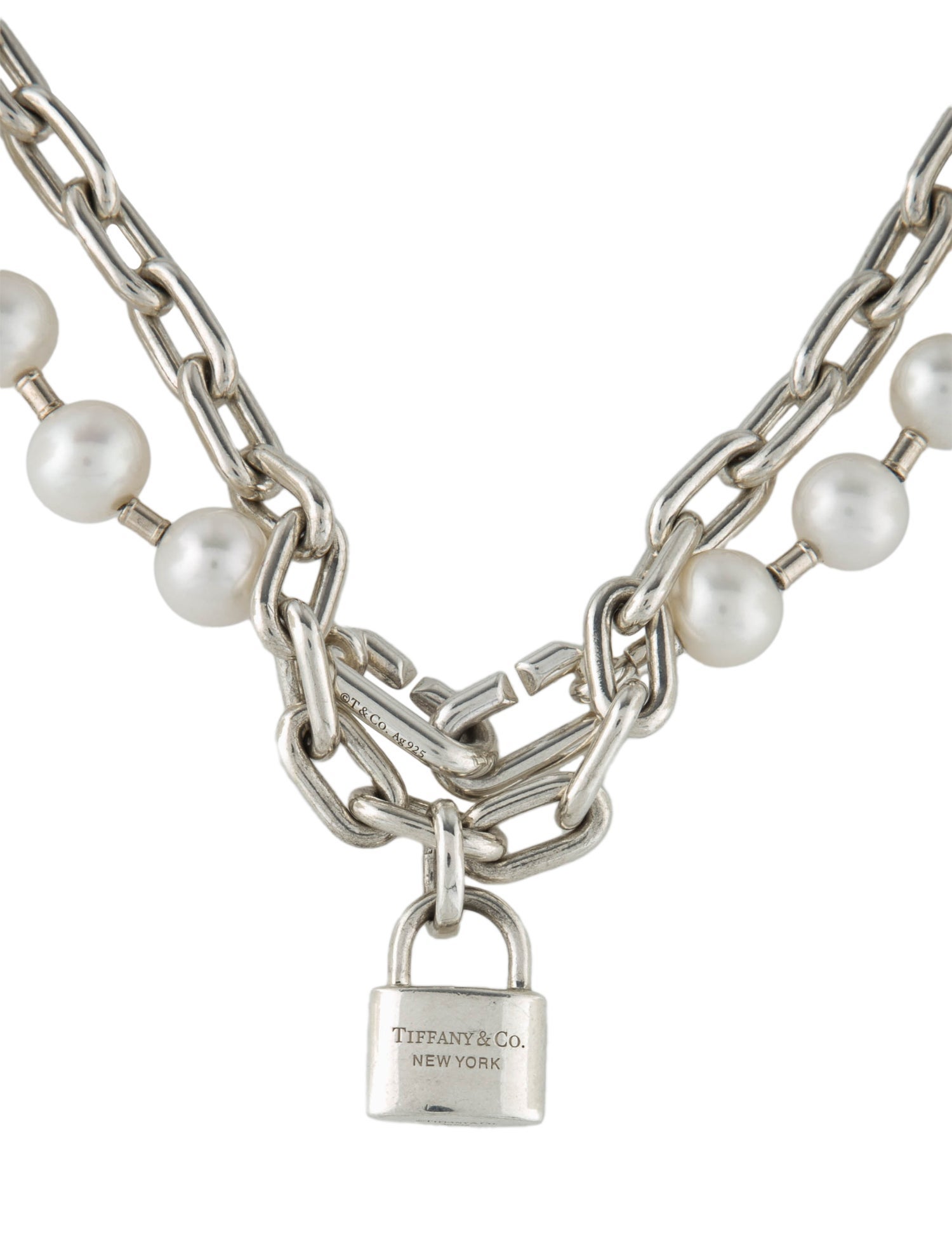 Tiffany & Co. Pearl Lock Hardwear Link Necklace - Chain, Necklaces