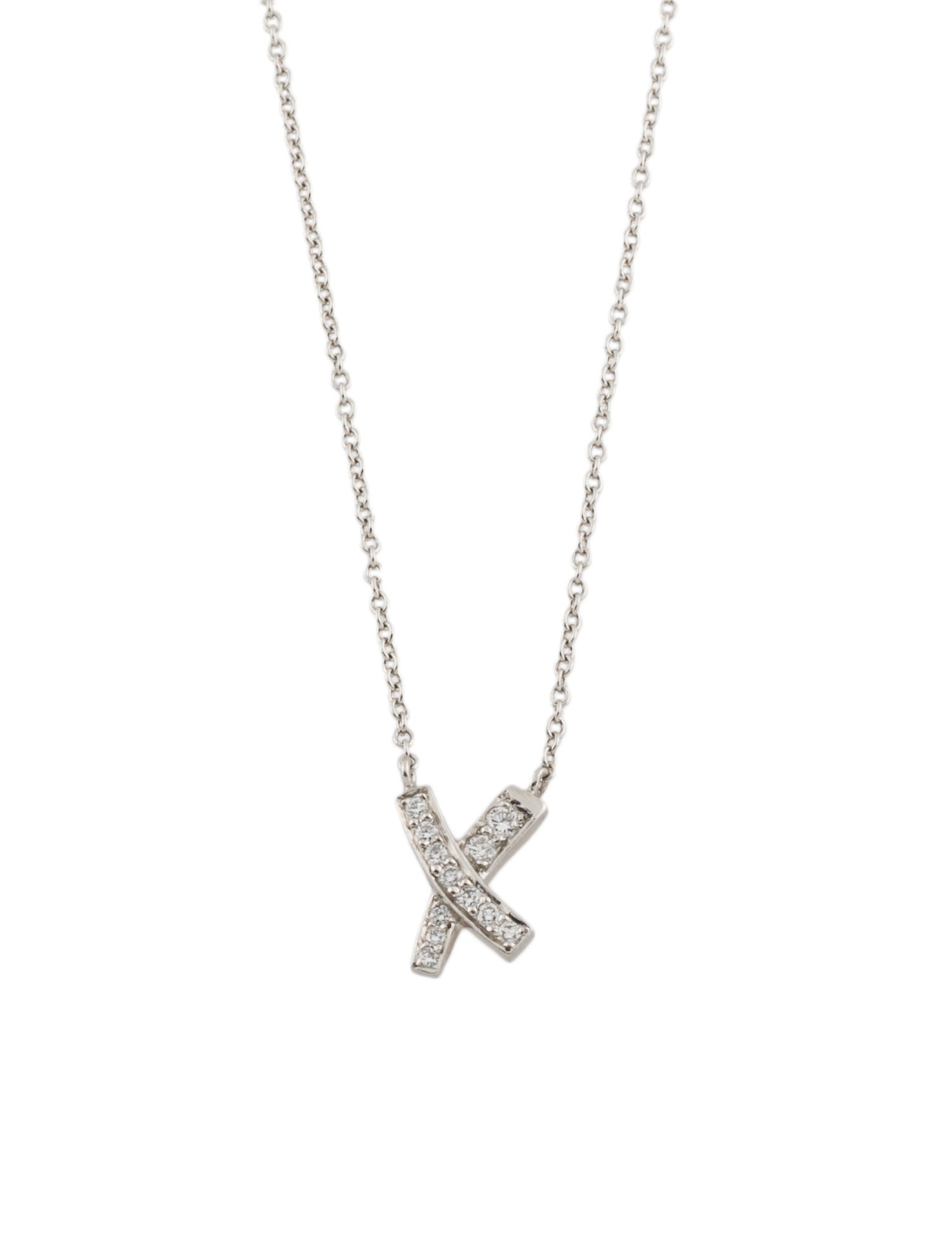 Tiffany & Co. Platinum Diamond Graffiti X Pendant Necklace 950