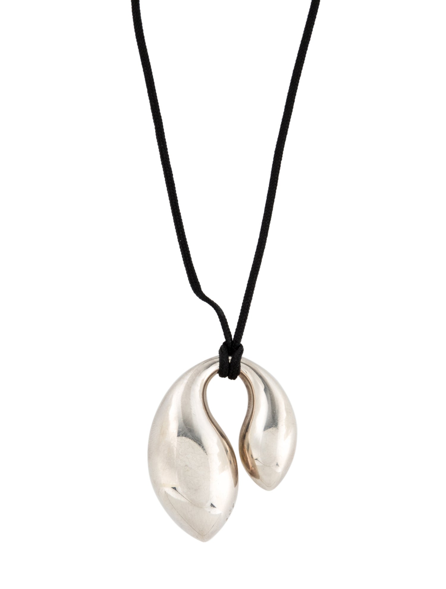 Tiffany & Co. Large Double Teardrop Pendant Necklace Black, Sterling