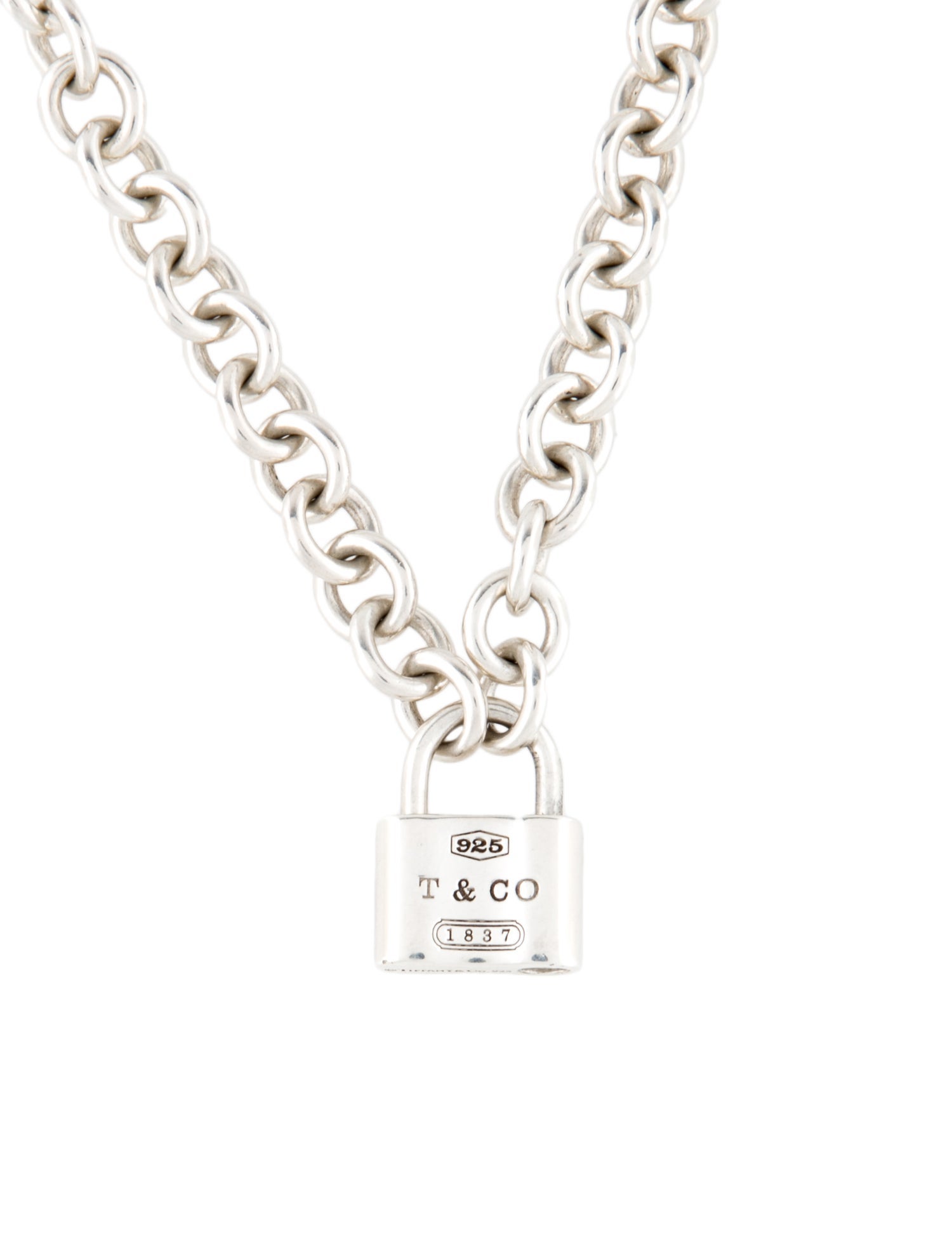 Tiffany & Co. 1837 Lock Pendant Necklace Sterling Silver Pendant