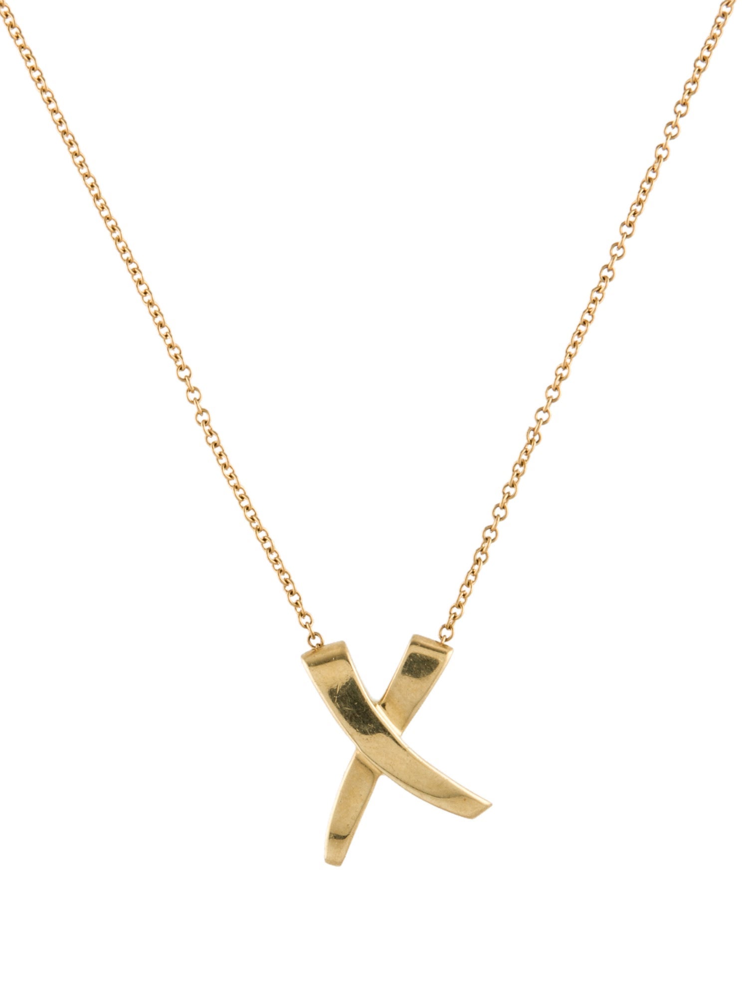 Tiffany & Co. 18K Graffiti 'X' Pendant Necklace 18K Yellow Gold