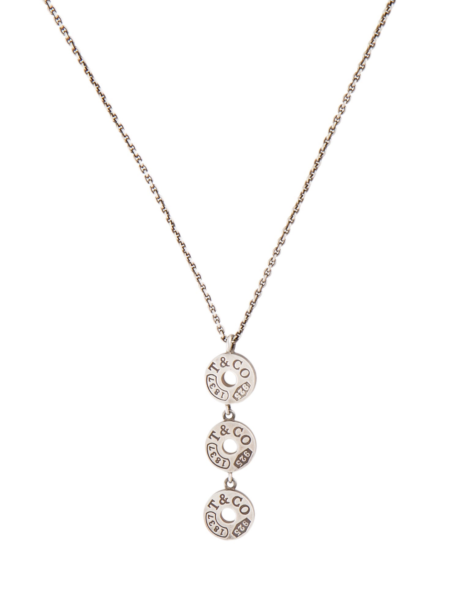 Tiffany & Co. 1837 Triple Drop Pendant Necklace Sterling Silver