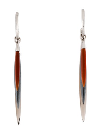 Tiffany & Co. 18k Carnelian, Hematite and Quartz Feather Drop Earrings