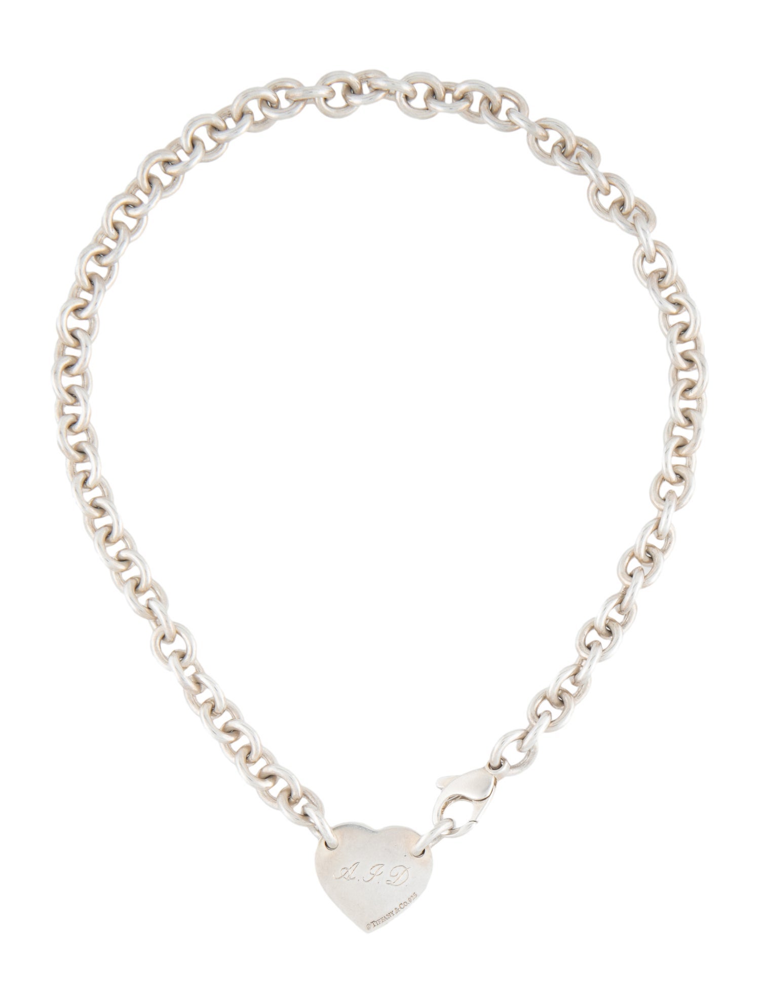 Tiffany & Co. Heart Tag Chain Link Necklace Sterling Silver Pendant