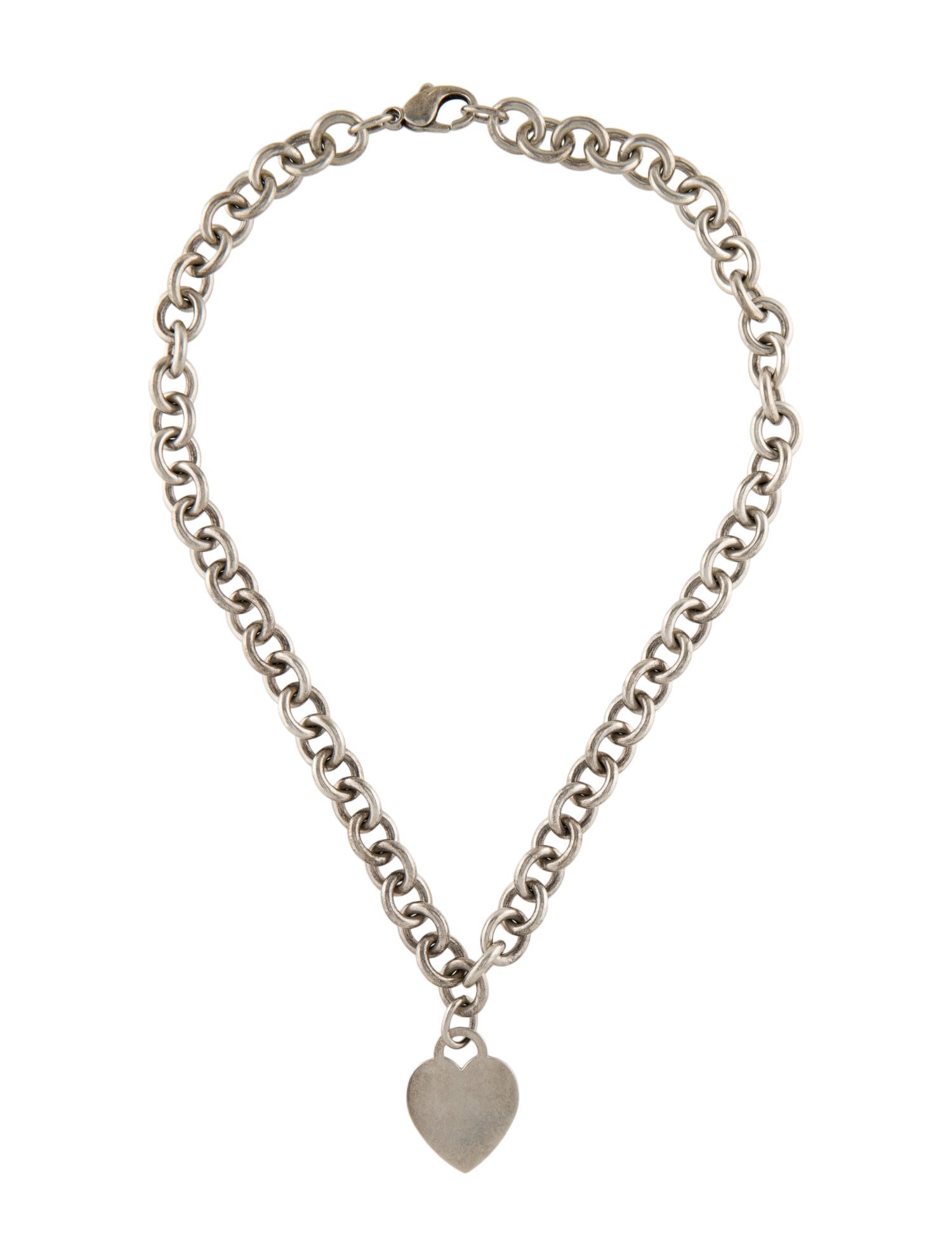 Tiffany & Co. Heart Tag Chain Link Necklace Sterling Silver Pendant