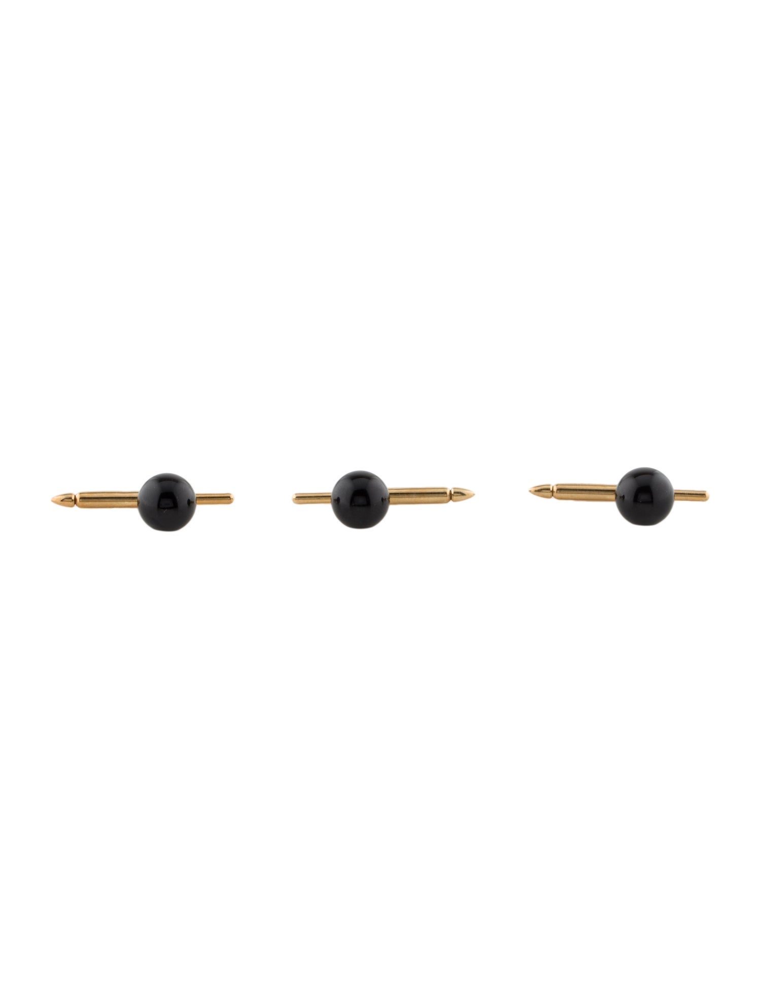 Shirt Studs 18K Onyx & Diamond Shirt Studs RhodiumPlated 18K White