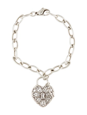 Tiffany & Co. Filigree Heart Lock & Key Charm Bracelet