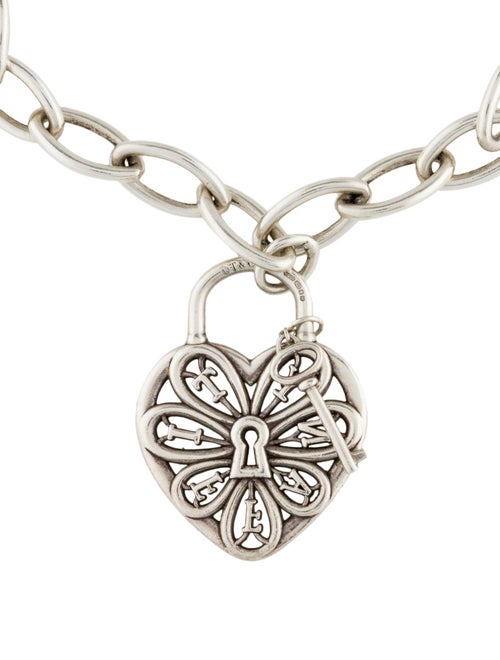 Tiffany & Co. Filigree Heart Lock & Key Charm Bracelet