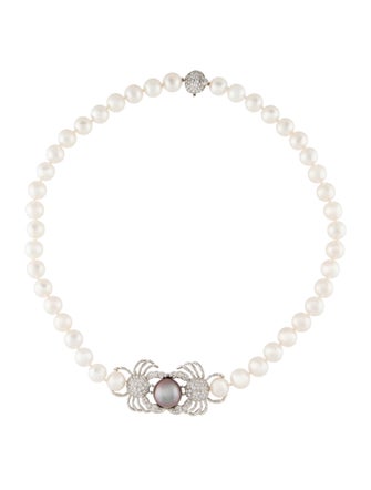 Tiffany & Co. Platinum Pearl & Diamond Crab Necklace