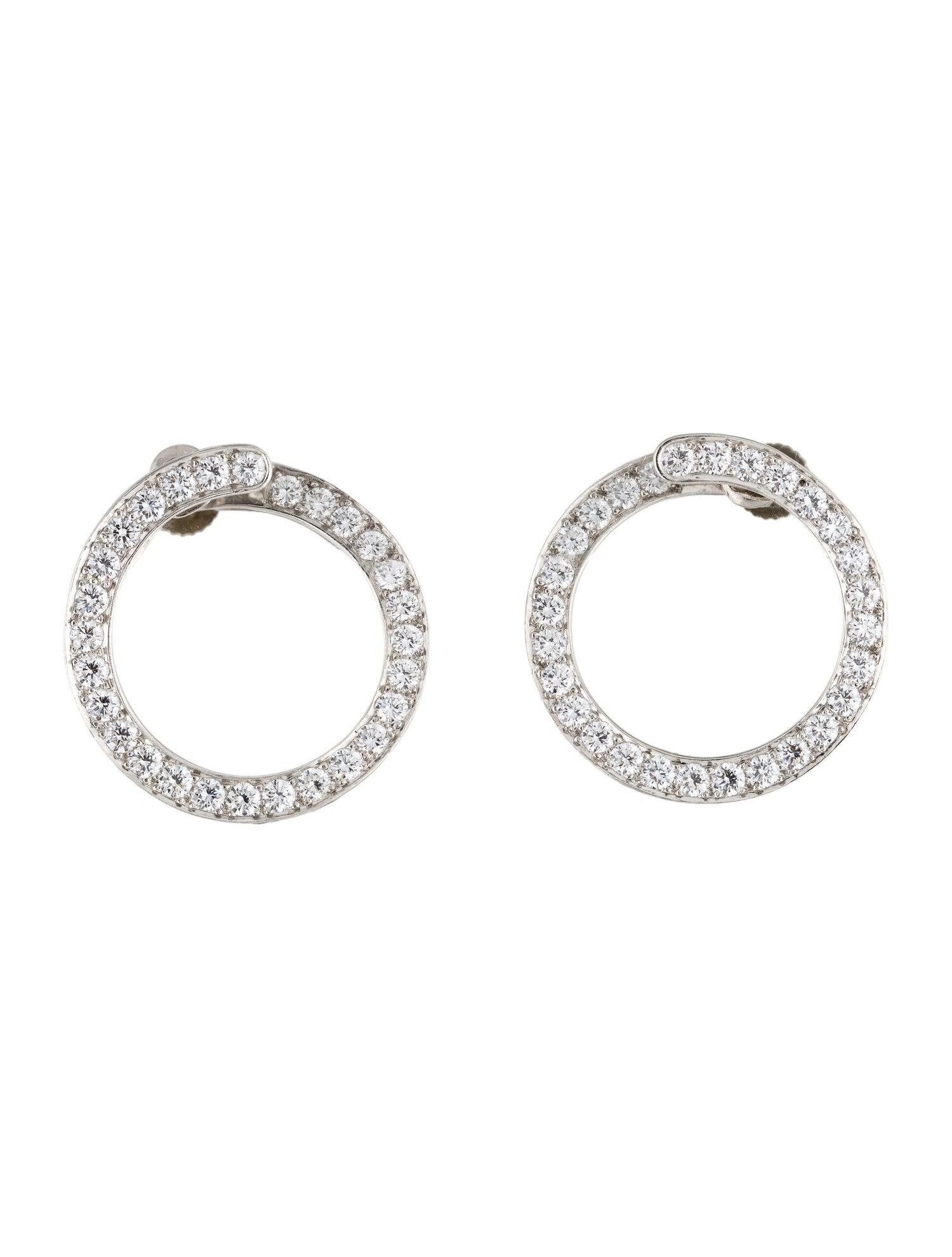 Tiffany & Co. Platinum 3.36ctw Diamond Circle Earrings